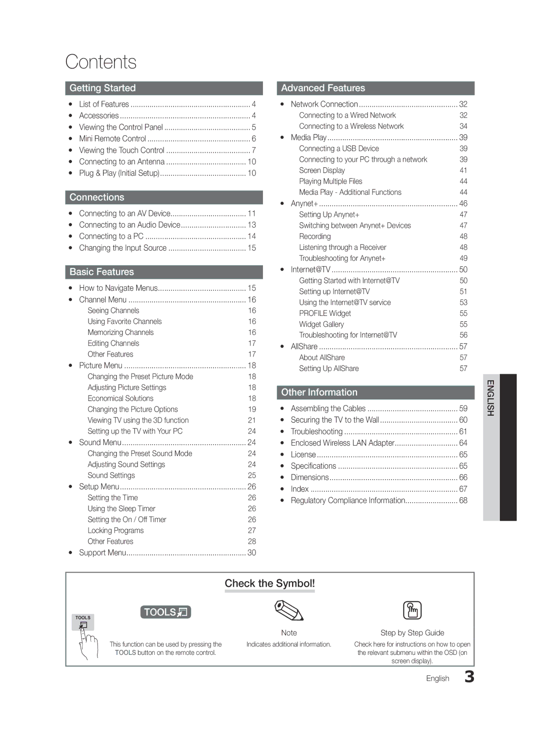 Samsung Series C9, BN68-03088A-01 user manual Contents 