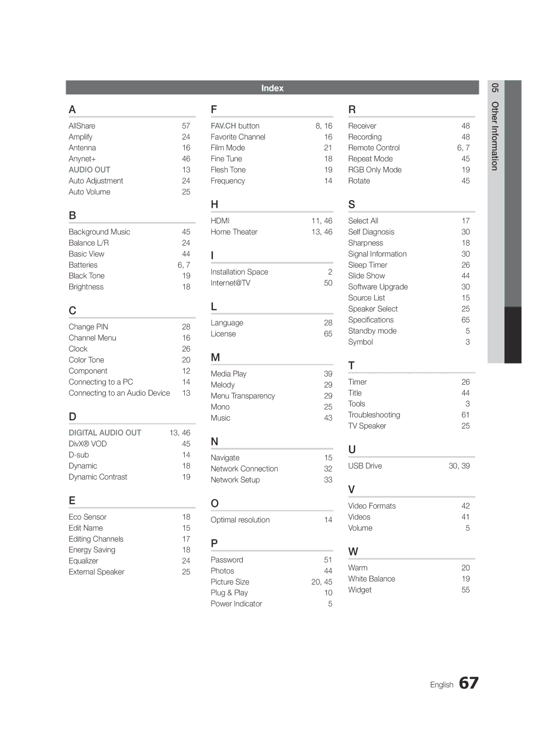 Samsung Series C9 Index, AllShare Amplify Antenna Anynet+, Favorite Channel Film Mode Fine Tune Flesh Tone Frequency 