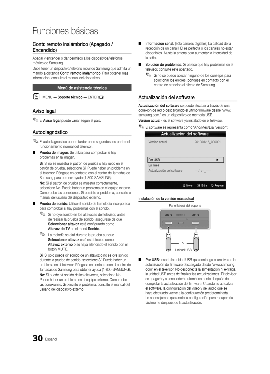 Samsung BN68-03088A-01, Series C9 user manual Contr. remoto inalámbrico Apagado / Encendido, Aviso legal, Autodiagnóstico 