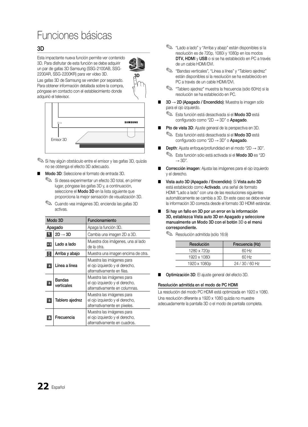 Samsung BN68-03088A-01, Series C9 user manual Funciones básicas 