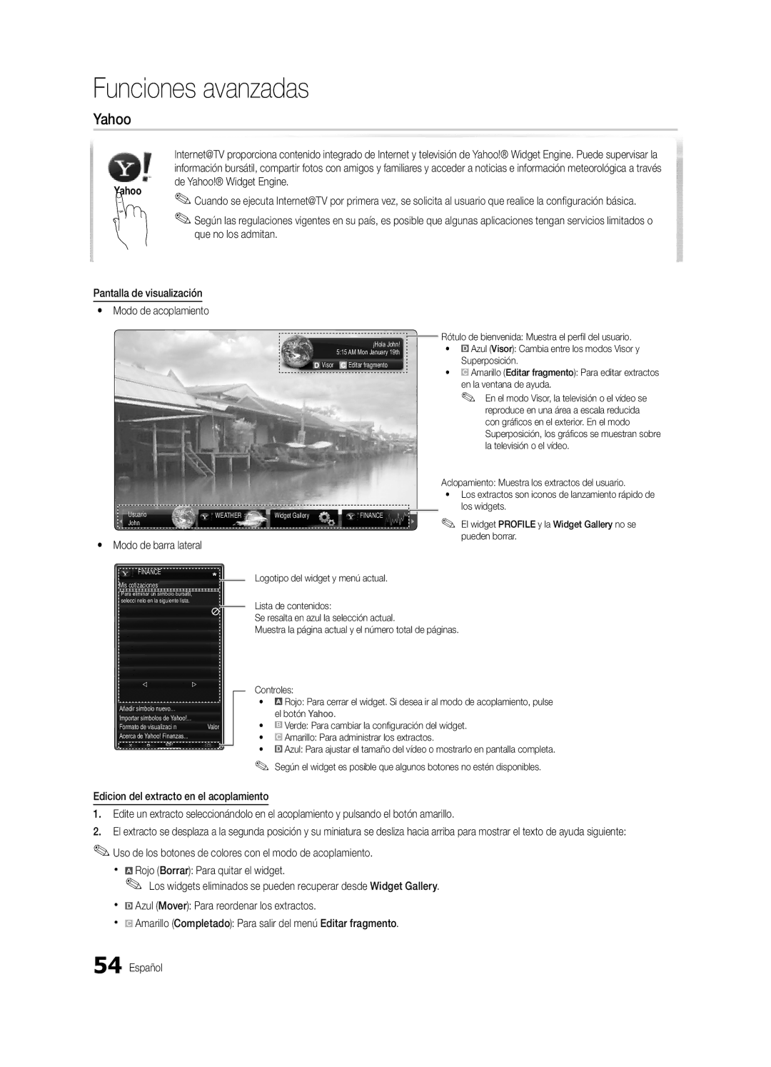 Samsung UC9000-NA, BN68-03088A-02 user manual Modo de barra lateral 