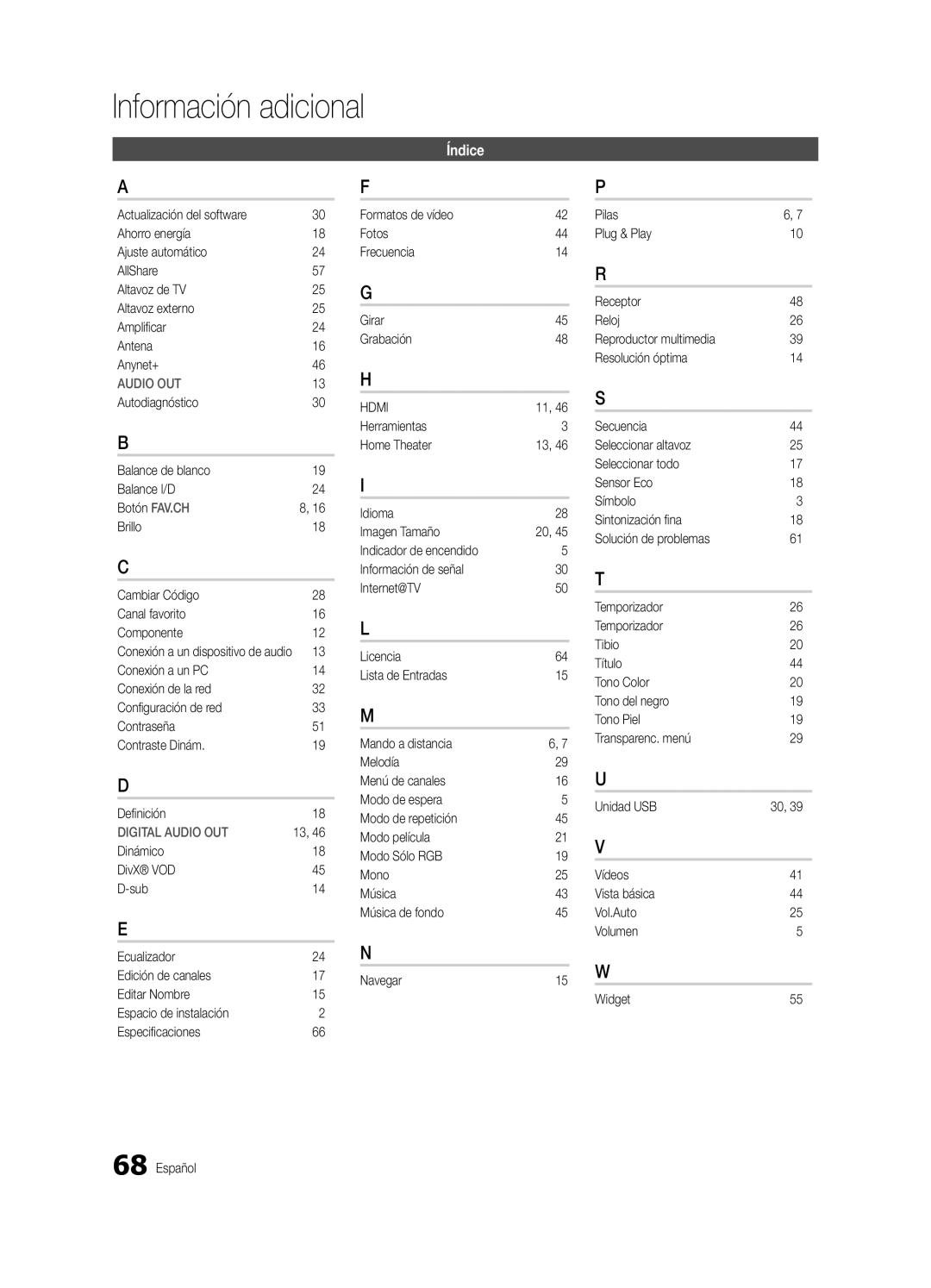 Samsung UC9000-NA, BN68-03088A-02 user manual Índice 