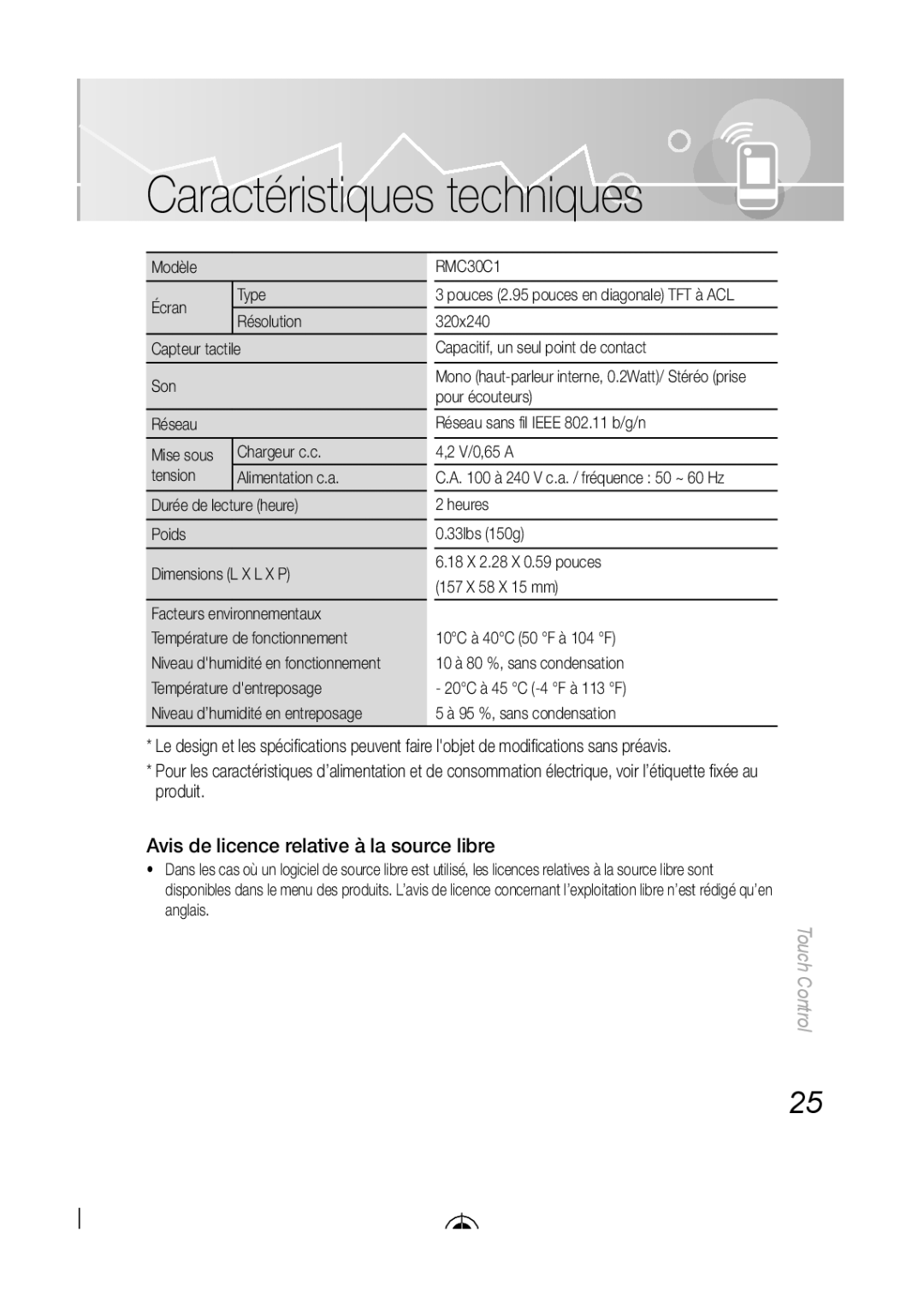 Samsung LED-C9000, BN68-03092A-02 Caractéristiques techniques, Avis de licence relative à la source libre, Tension 