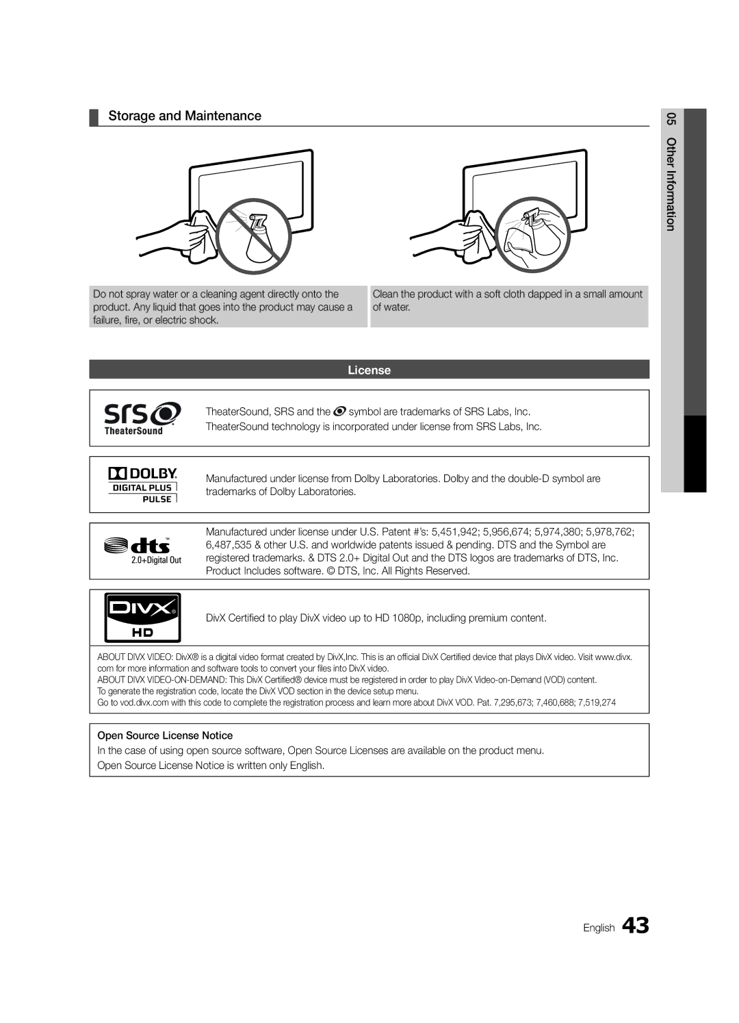 Samsung PC490-ZA, BN68-03114A-01 user manual Storage and Maintenance, License 