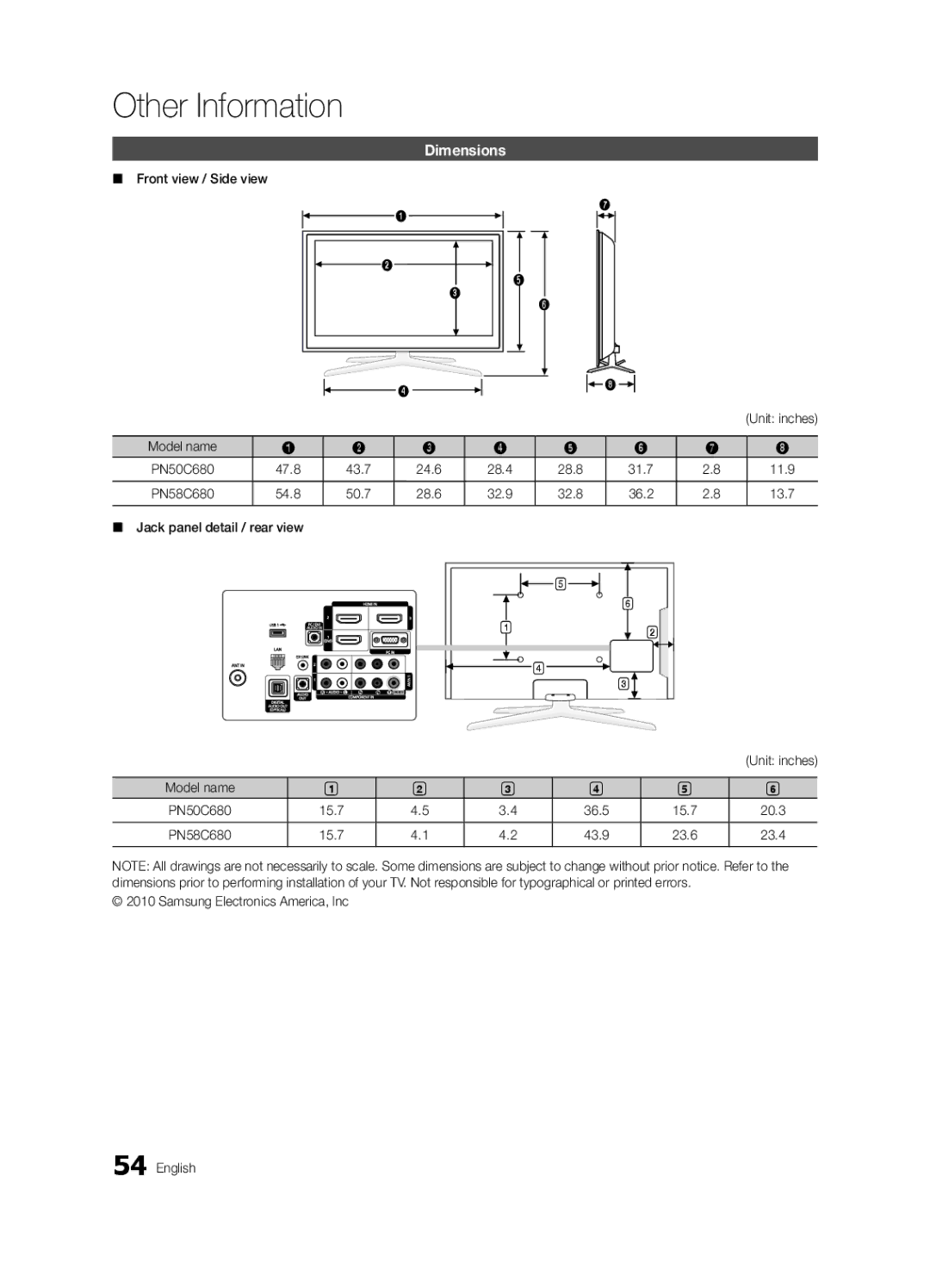 Samsung BN68-03116A-01, PC680-ZA, Series P6+ 680 user manual Dimensions 