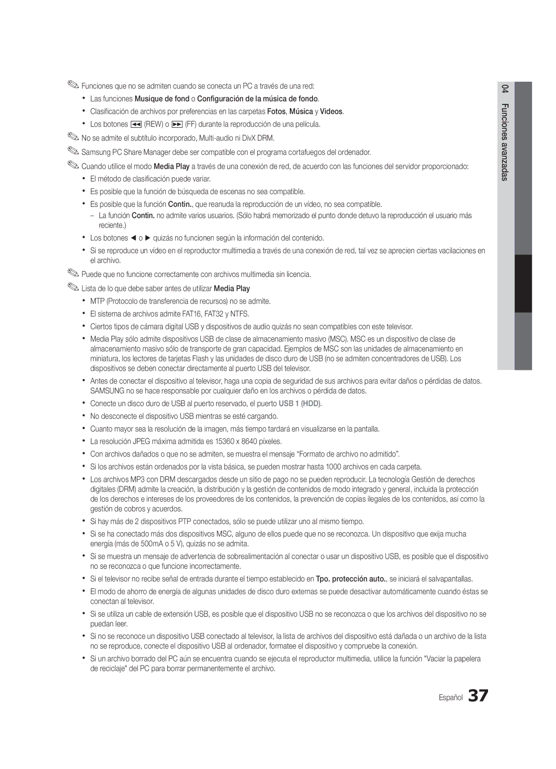 Samsung UC8000-NA, BN68-03153A-01 user manual Funciones avanzadas 