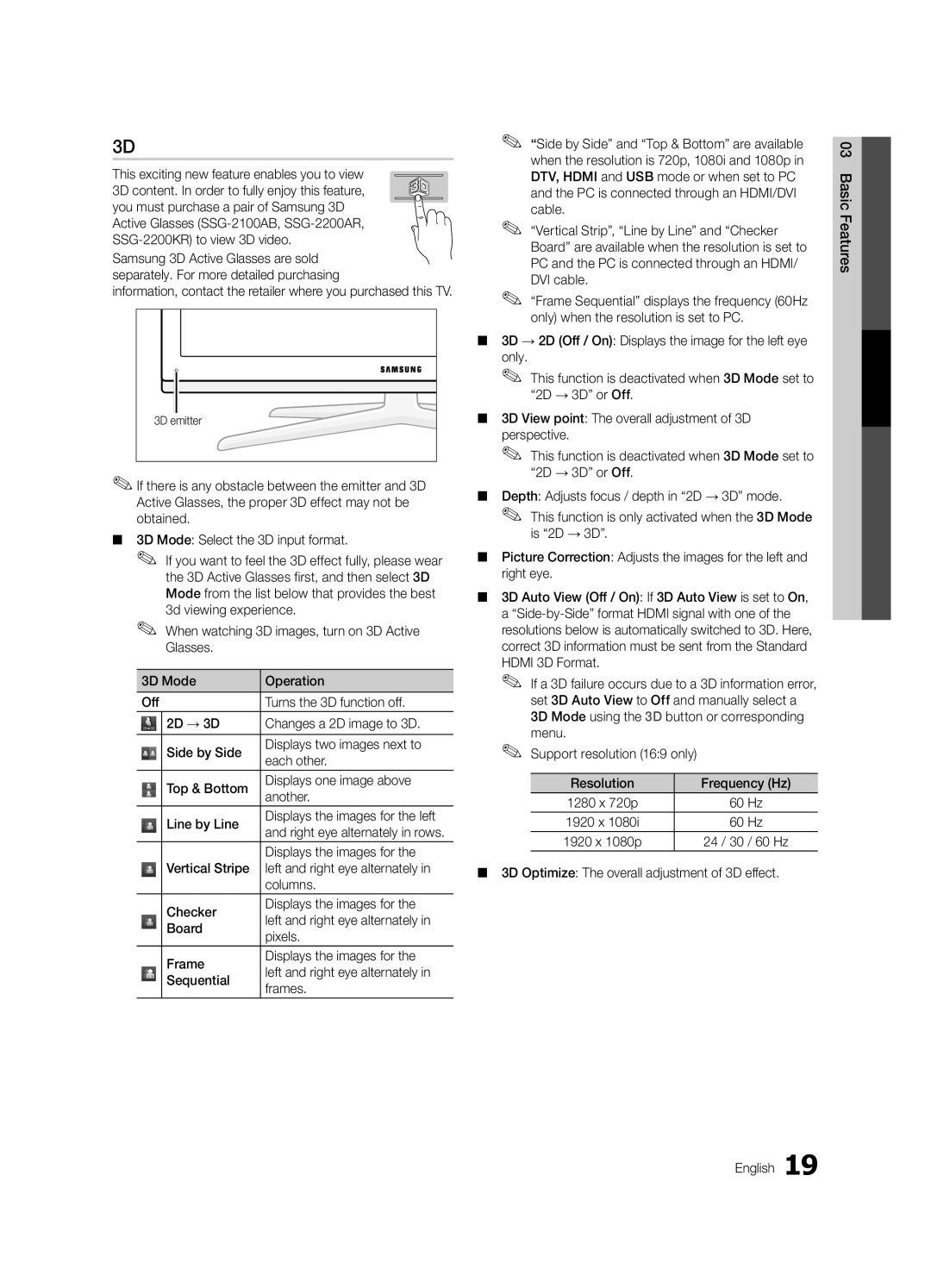 Samsung UC8000-NA, BN68-03153A-01 user manual This exciting new feature enables you to view, Displays the images for, 60 Hz 