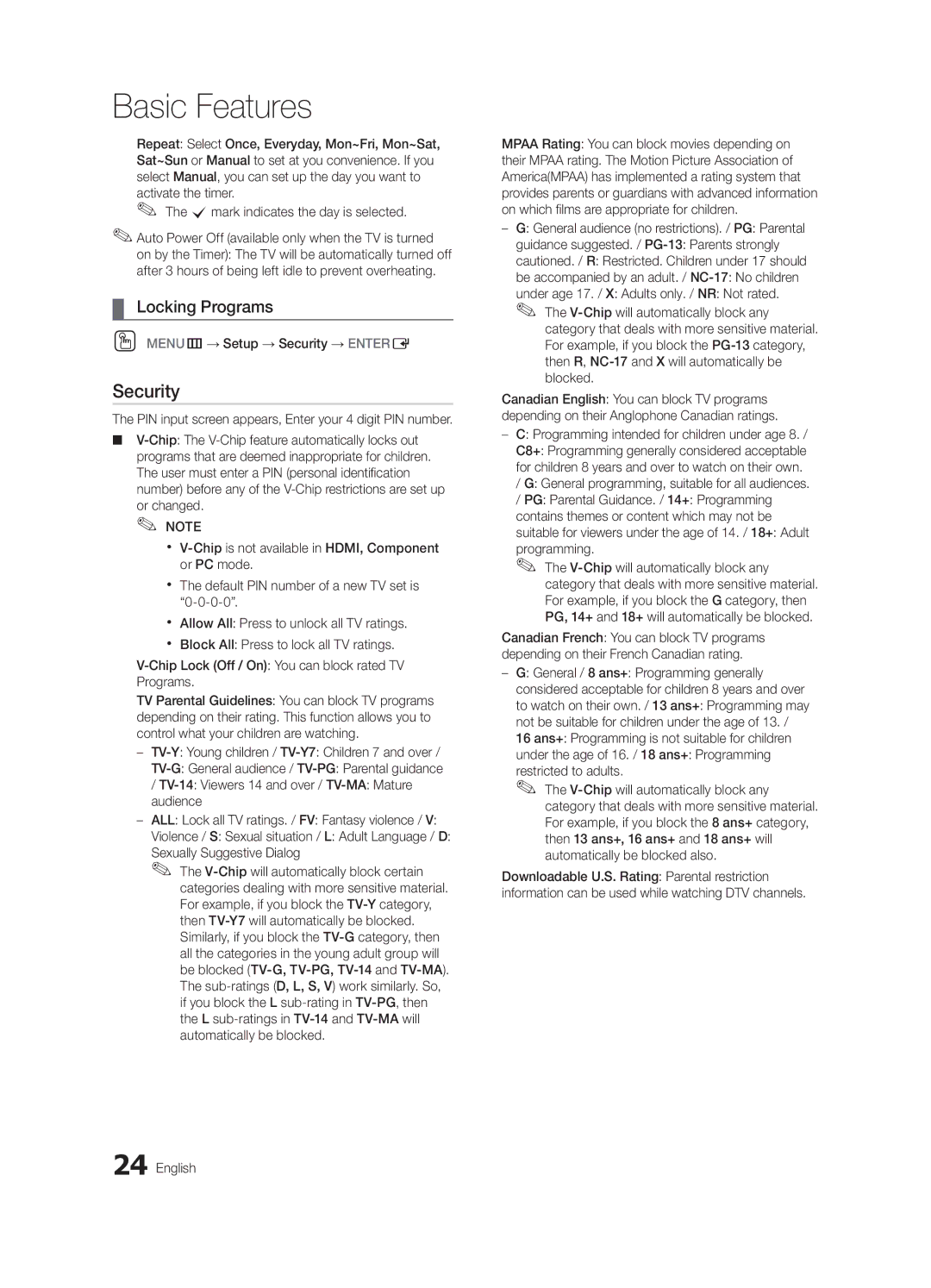 Samsung BN68-03153A-01, UC8000-NA user manual Security, Locking Programs 