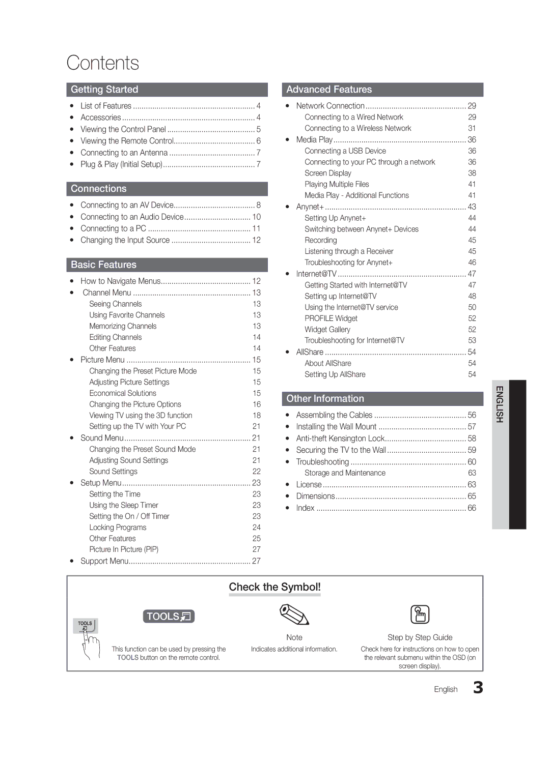 Samsung UC8000-NA, BN68-03153A-01 user manual Contents 