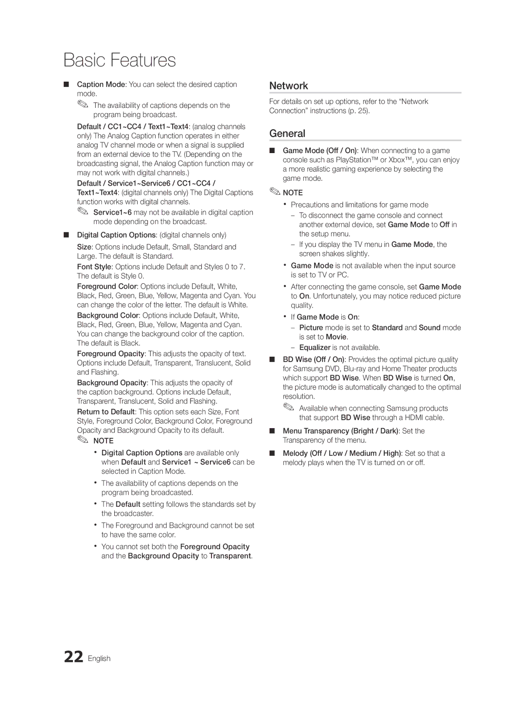 Samsung BN68-03165A-01, UC6300-ZA user manual Network, General 