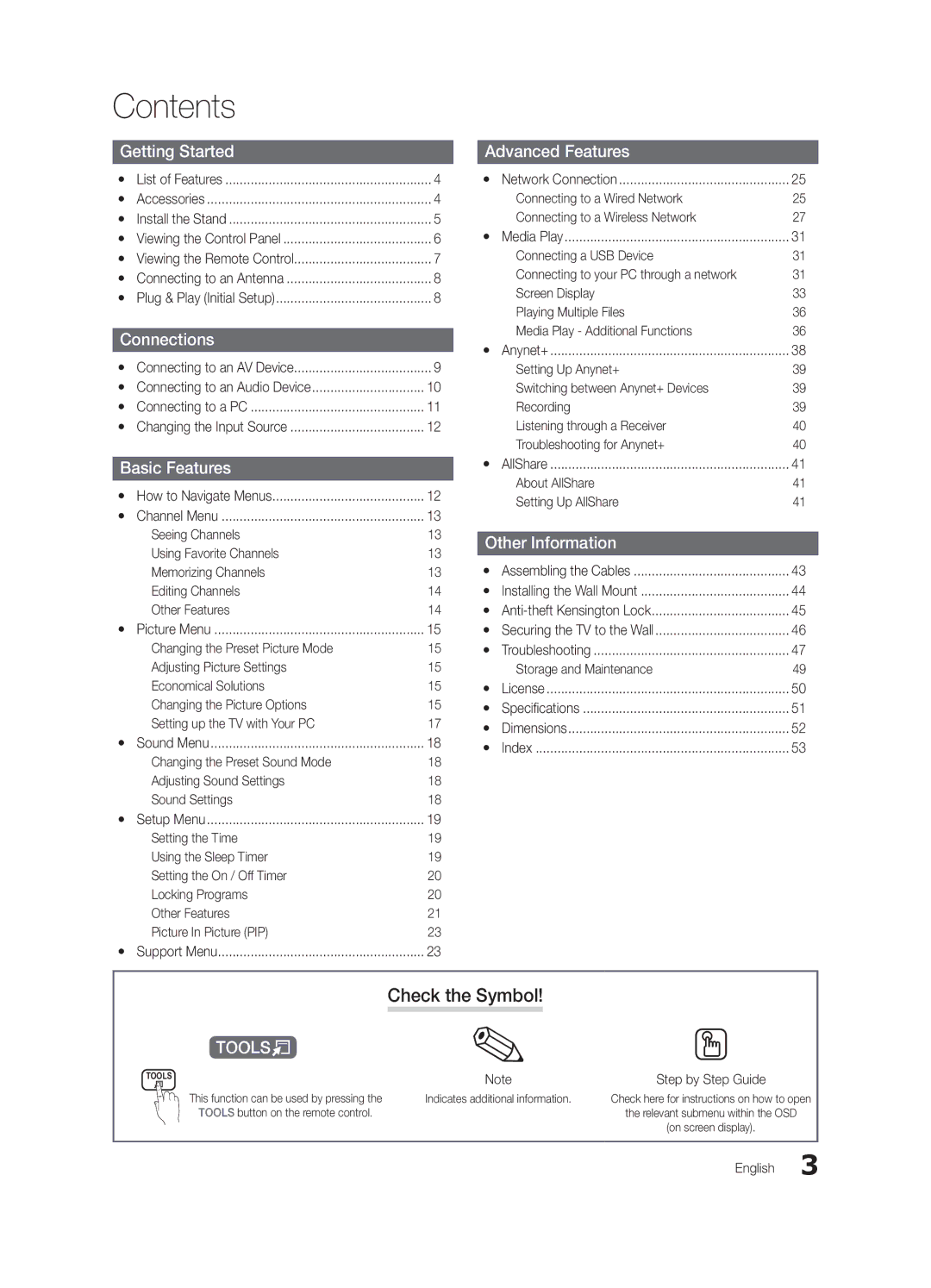 Samsung UC6300-ZA, BN68-03165A-01 user manual Contents 