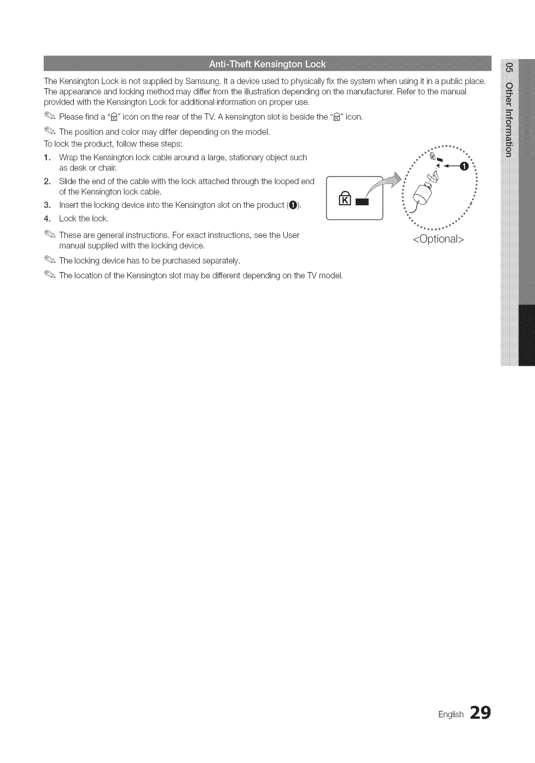 Samsung BN68-03703A-01 user manual Optional 