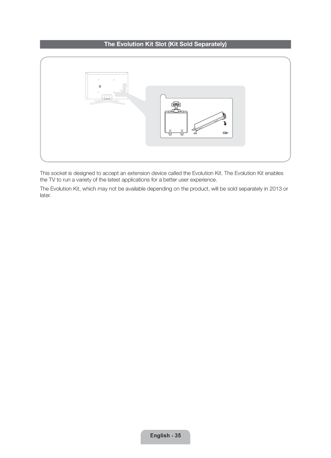 Samsung PN64E8000 Kit, BN68-04034A-06 user manual Evolution Kit Slot Kit Sold Separately 