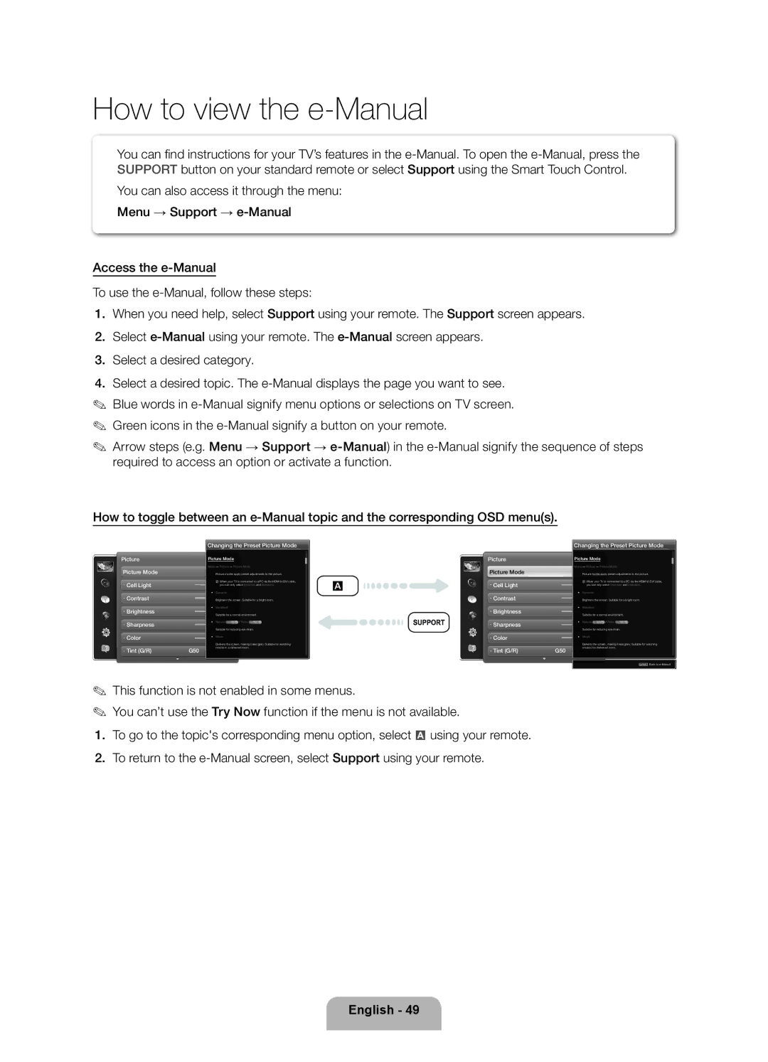 Samsung PN64E8000 Kit, BN68-04034A-06 user manual How to view the e-Manual 