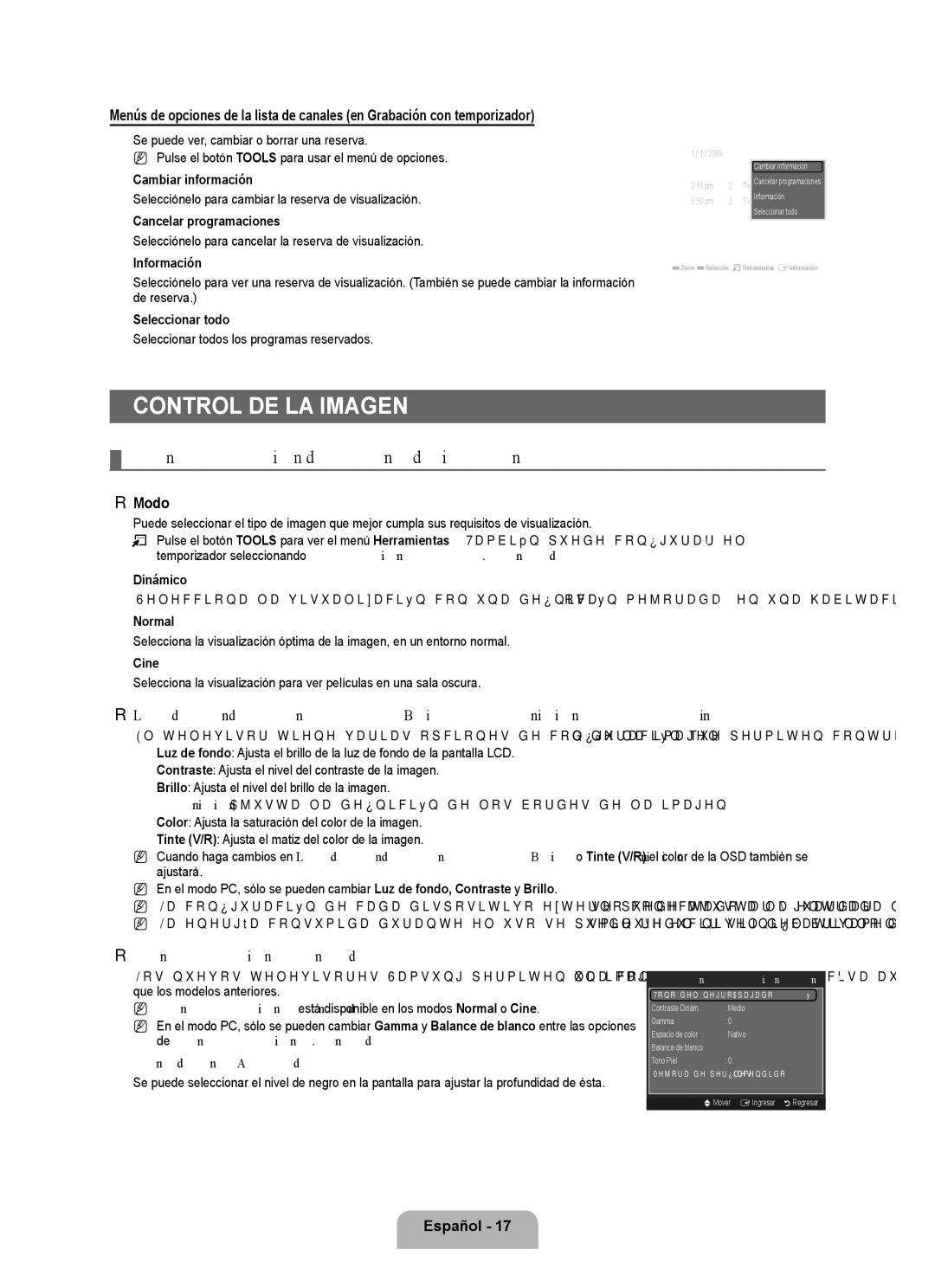 Samsung BN68 user manual Control de la imagen, Configuración del menú de imagen, Modo, Configuración avanzada 