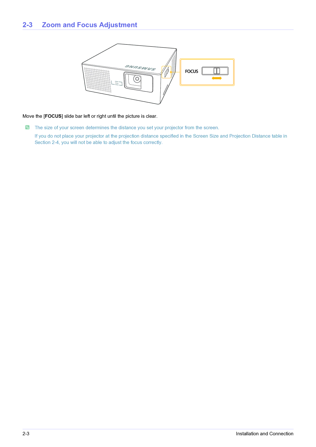 Samsung BP59-00143A-04 user manual Zoom and Focus Adjustment 