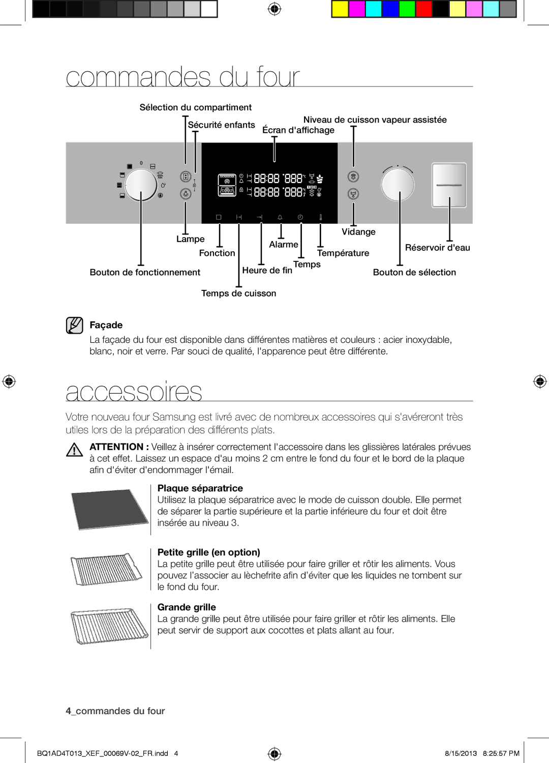 Samsung BQ1AD4T013/XEF manual Commandes du four, Accessoires 