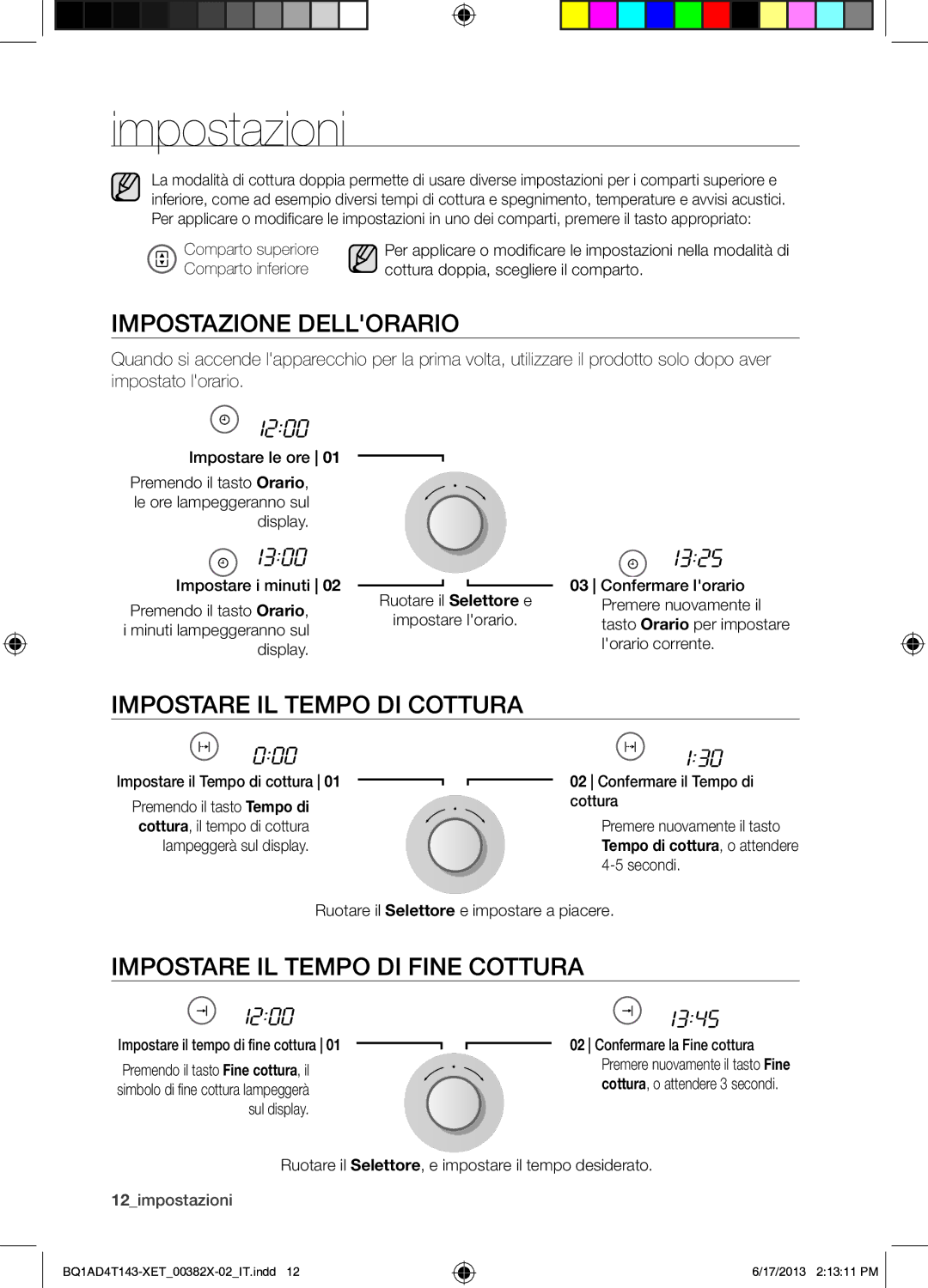 Samsung BQ1AD4T143/XET manual Impostazioni, Impostazione Dellorario, Impostare IL Tempo DI Cottura 