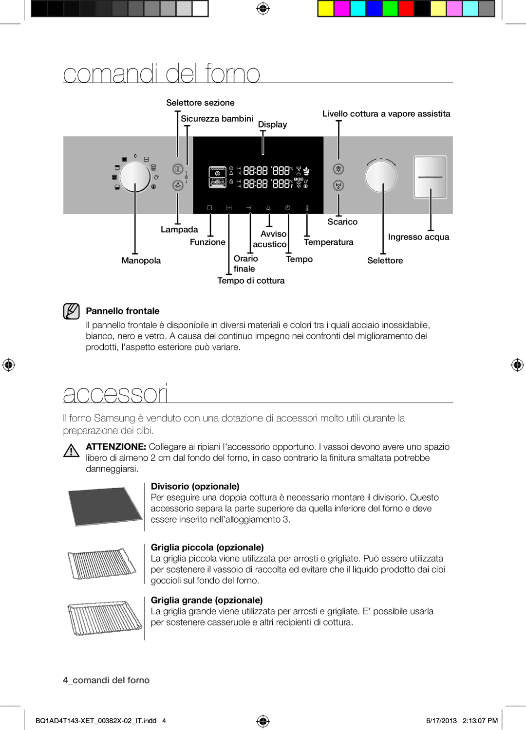 Samsung BQ1AD4T143/XET manual Comandi del forno, Accessori 