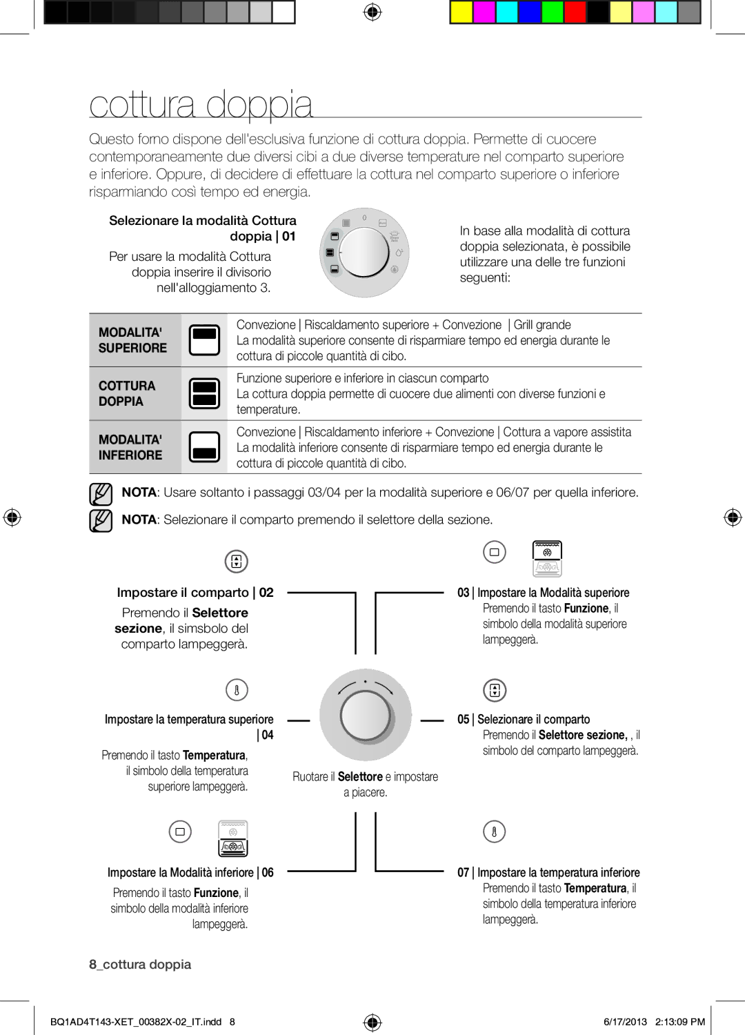 Samsung BQ1AD4T143/XET manual Cottura doppia, Cottura di piccole quantità di cibo, Temperature 