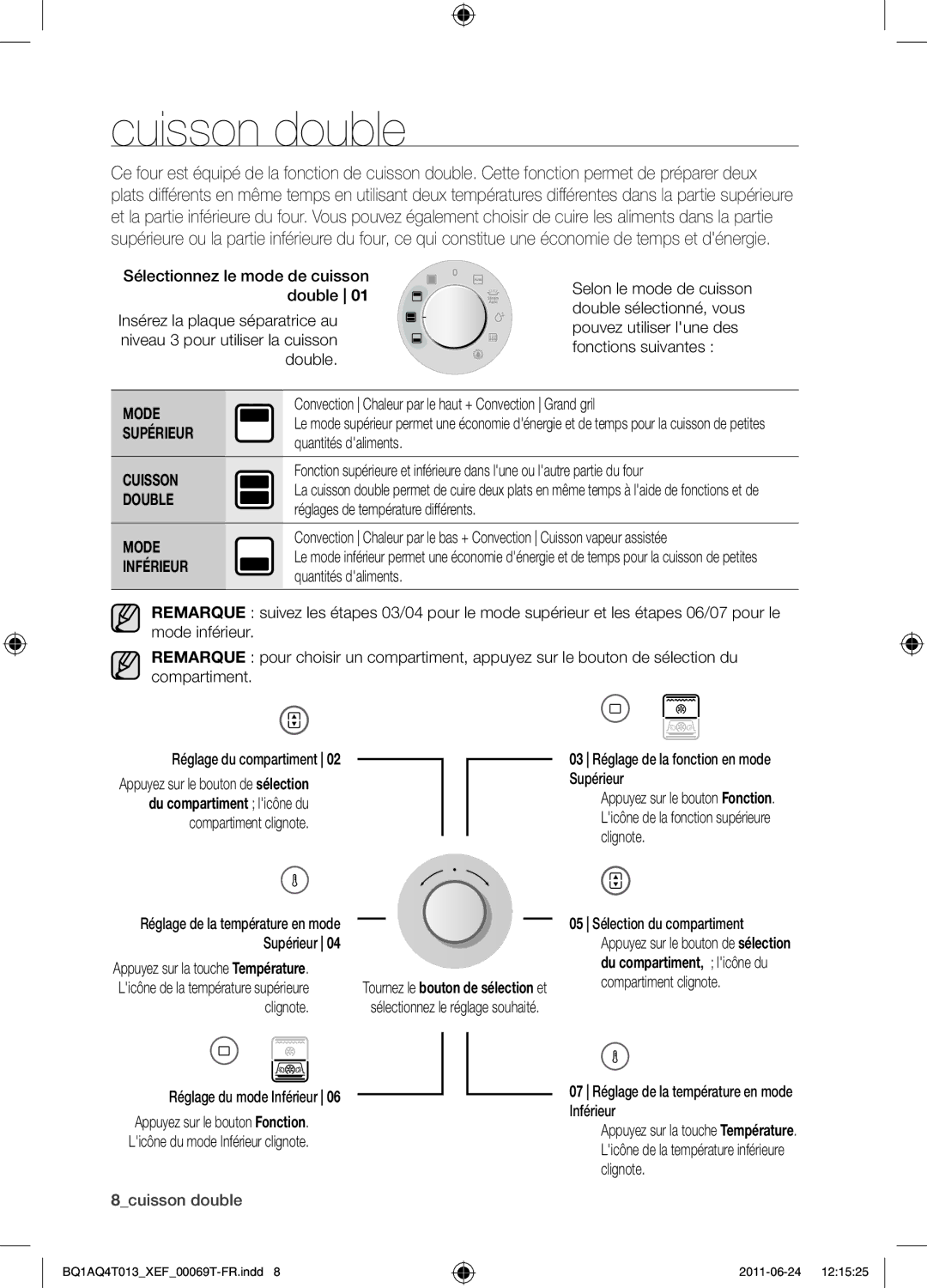 Samsung BQ1AQ4T013/XEF manual Cuisson double 