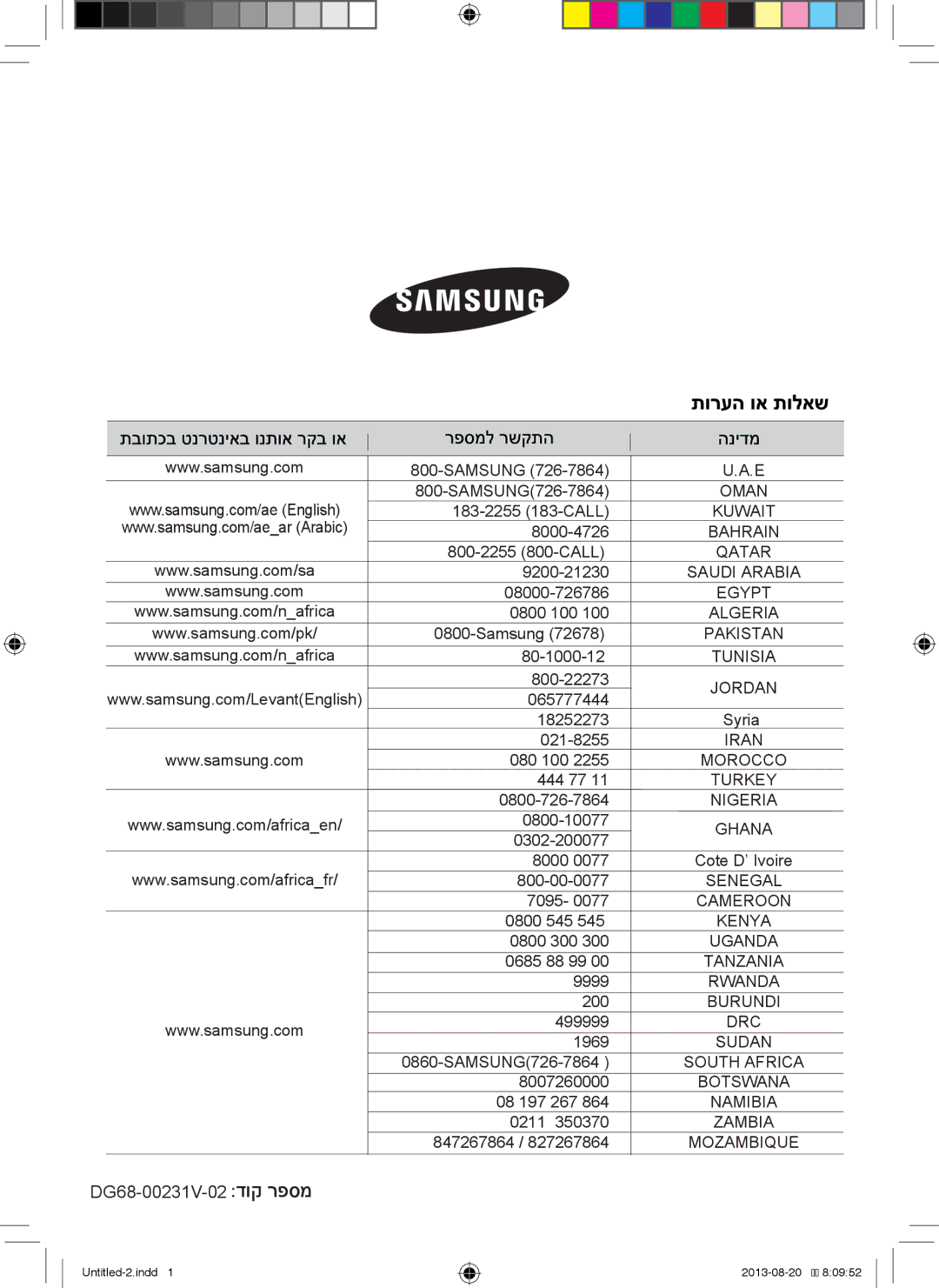 Samsung BQ1D4T093/SLI Samsung SAMSUNG726-7864, 183-2255 183-CALL, 8000-4726, 800-2255 800-CALL, 9200-21230, 08000-726786 