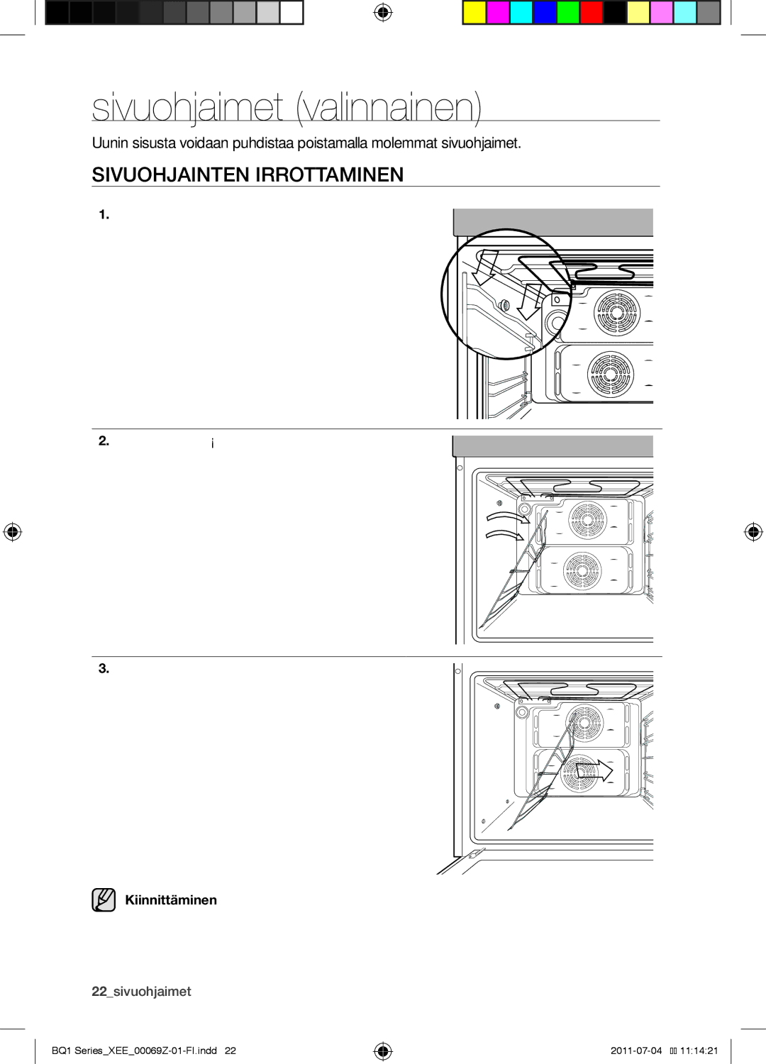 Samsung BQ1D4T144/XEE manual Sivuohjaimet valinnainen, Sivuohjainten irrottaminen 