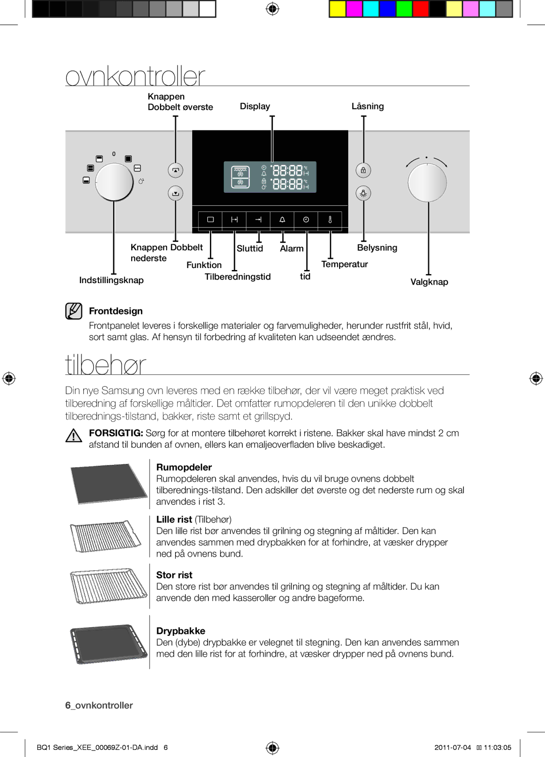 Samsung BQ1D4T144/XEE manual Ovnkontroller, Tilbehør 