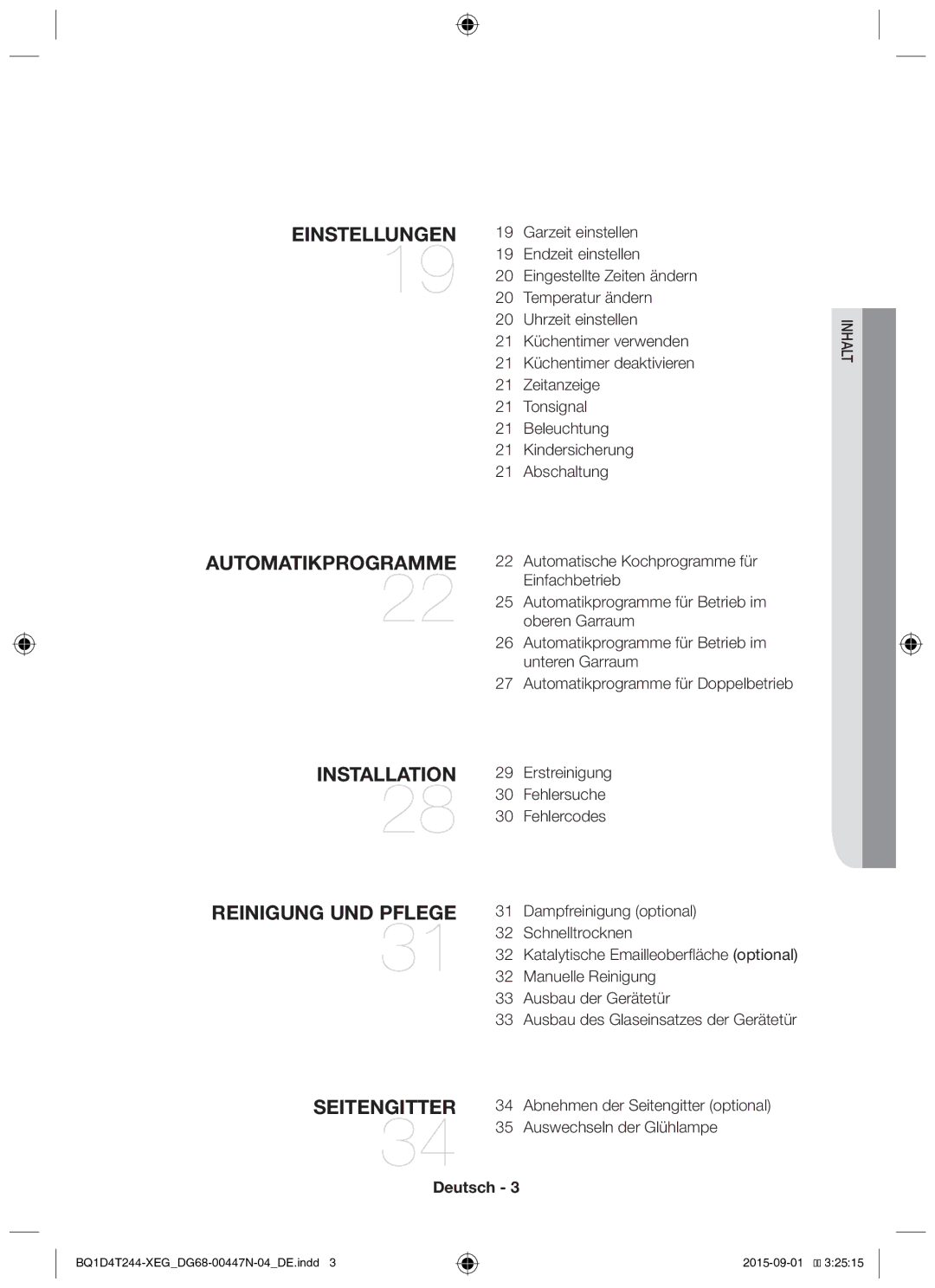 Samsung BQ1D4T244/XEG manual Deutsch 