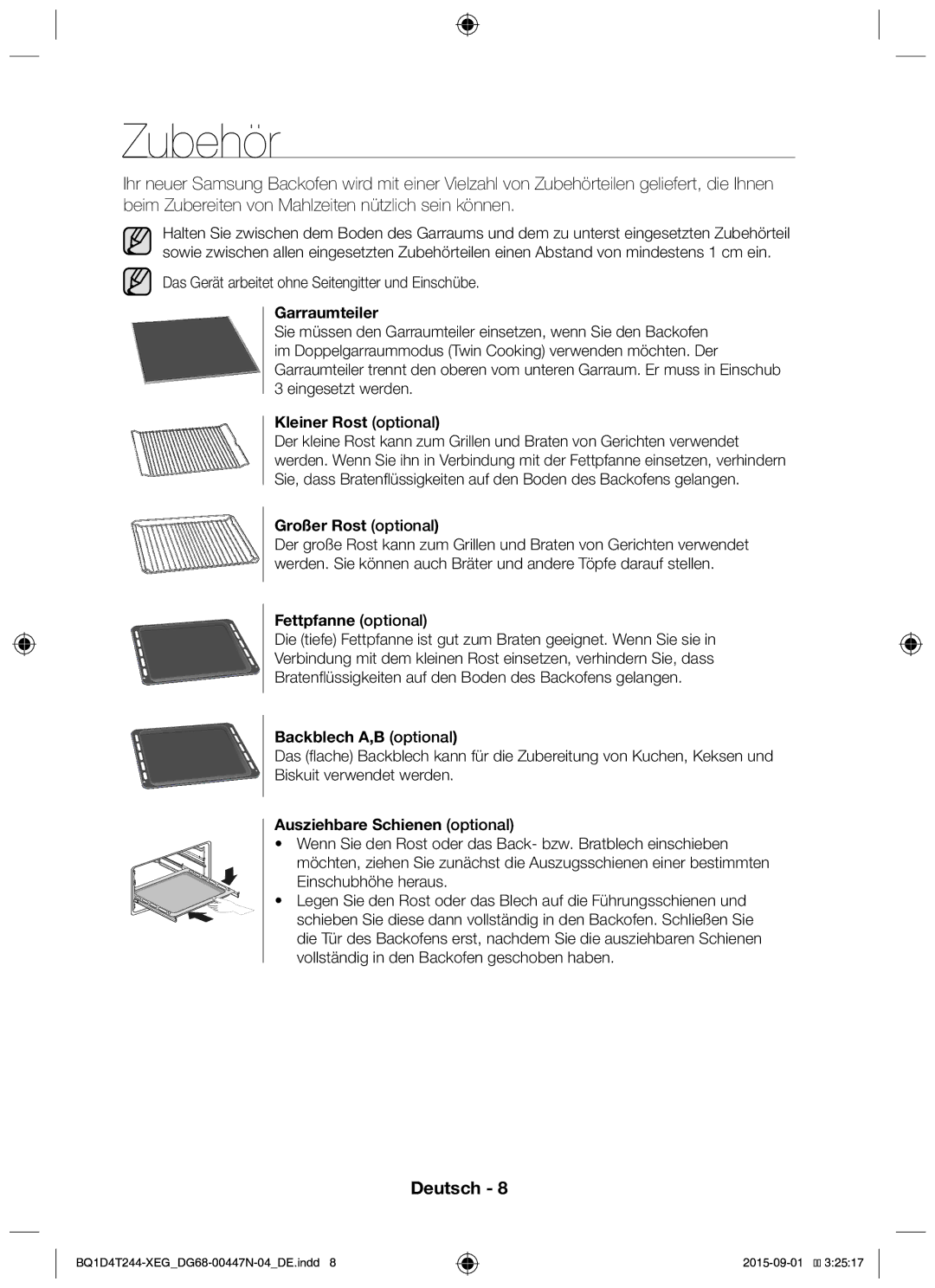 Samsung BQ1D4T244/XEG manual Zubehör 