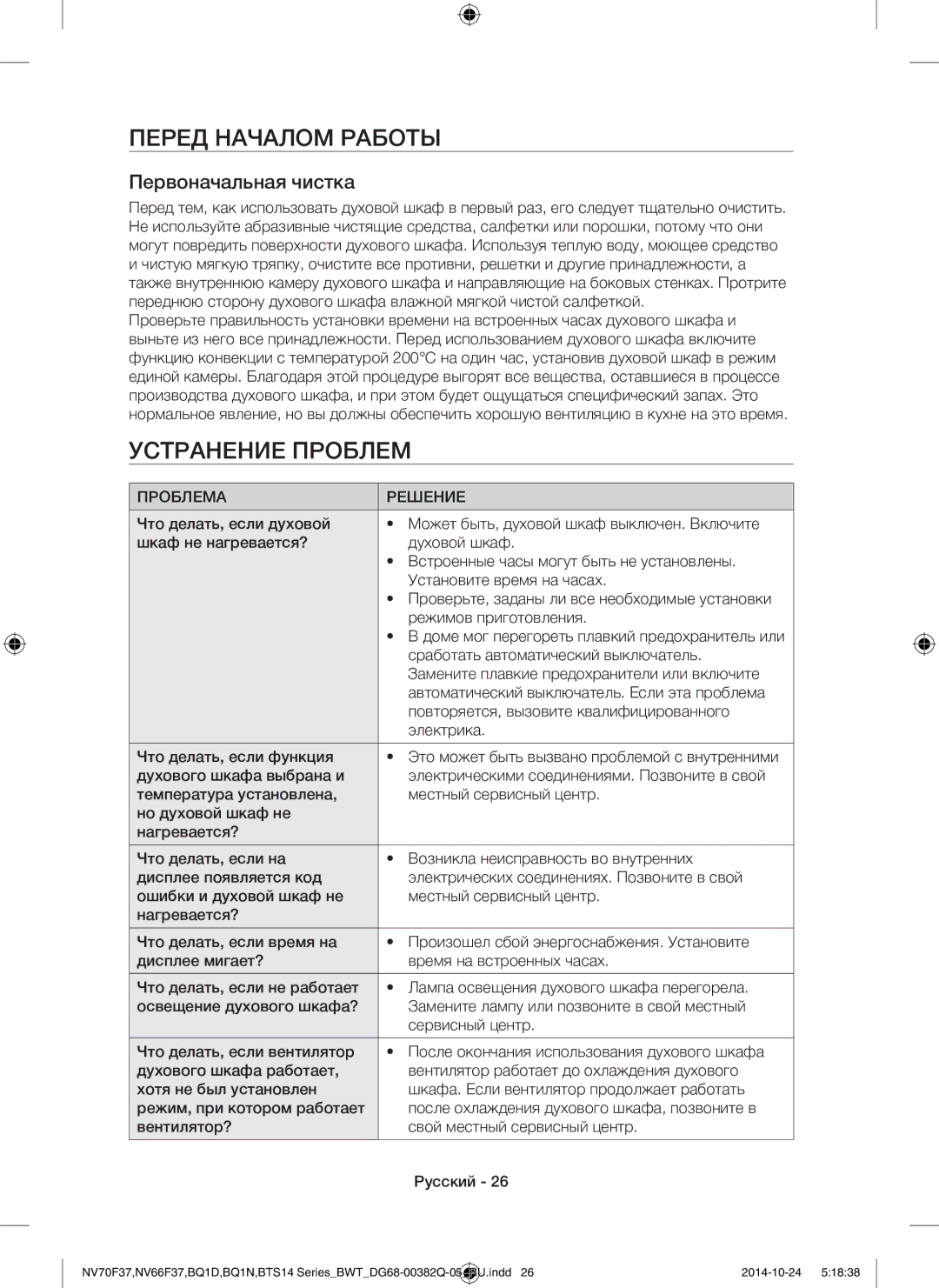 Samsung BTS1454B/BWT, BQ1N4B024/BWT, BTS14D4T/BWT manual Перед Началом Работы, Устранение Проблем, Проблема Решение 