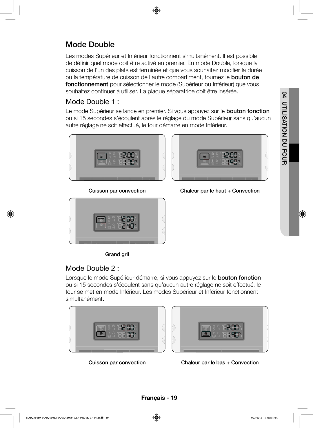 Samsung BQ1Q4T090/XEF, BQ1Q4T012/XEF, BQ1Q3T089/XEF manual Mode Double 