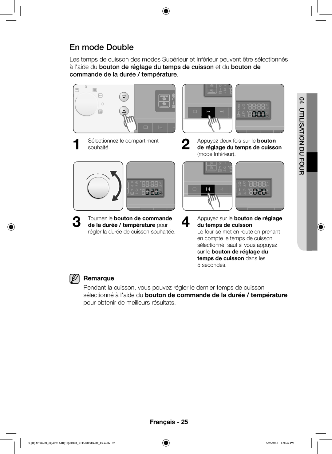 Samsung BQ1Q4T090/XEF, BQ1Q4T012/XEF, BQ1Q3T089/XEF manual Sélectionnez le compartiment, Souhaité 