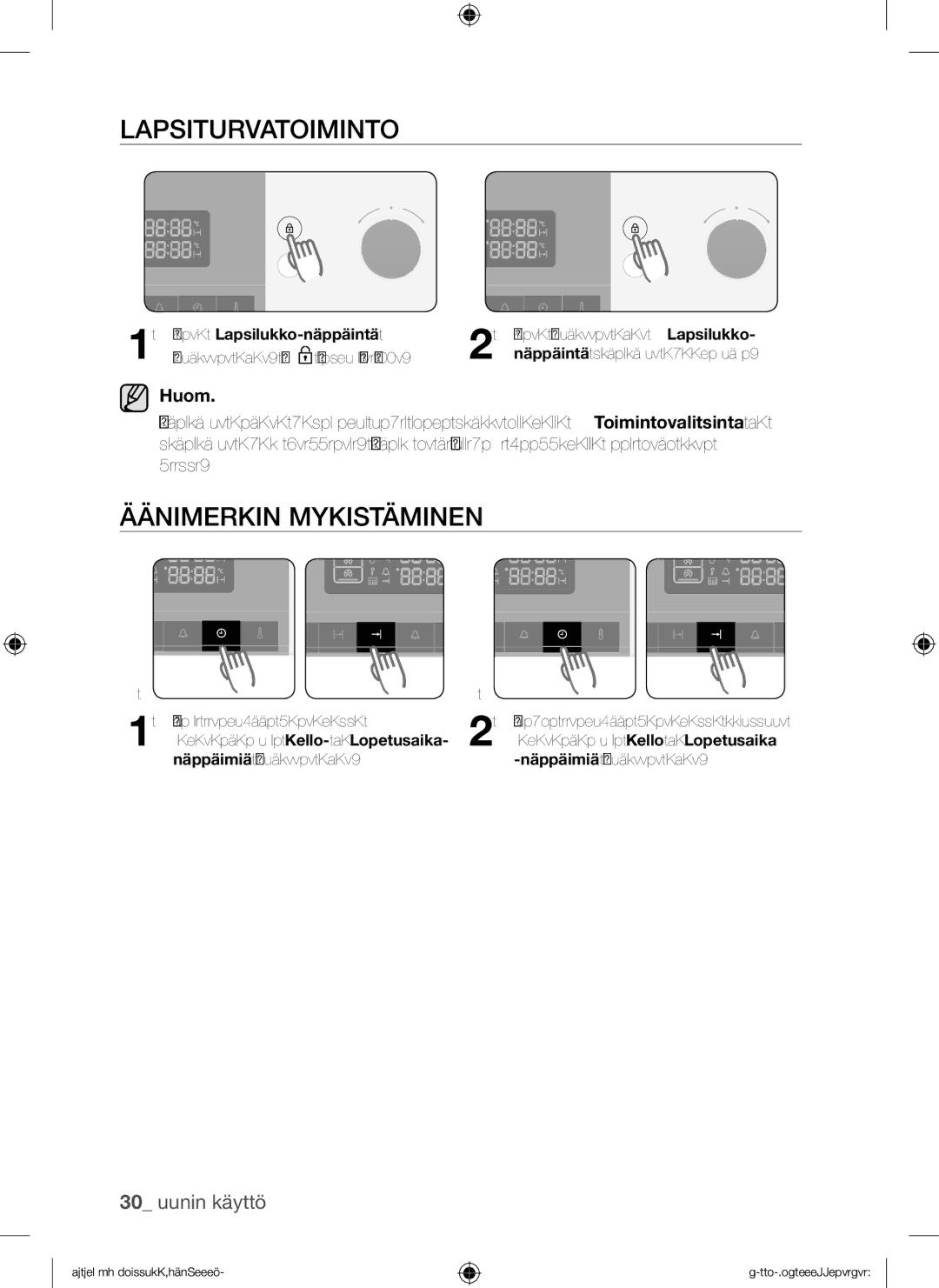 Samsung BQ1Q4T149/XEE manual Lapsiturvatoiminto, Äänimerkin Mykistäminen 