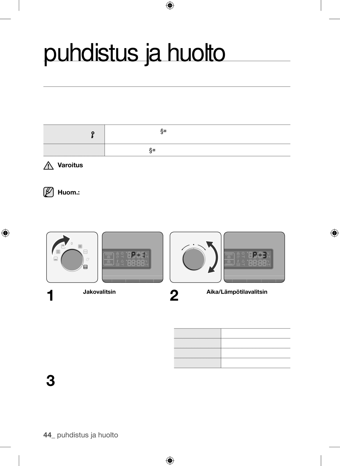 Samsung BQ1Q4T149/XEE manual Puhdistus ja huolto, Automaattipuhdistus, Käännä Jakovalitsin 