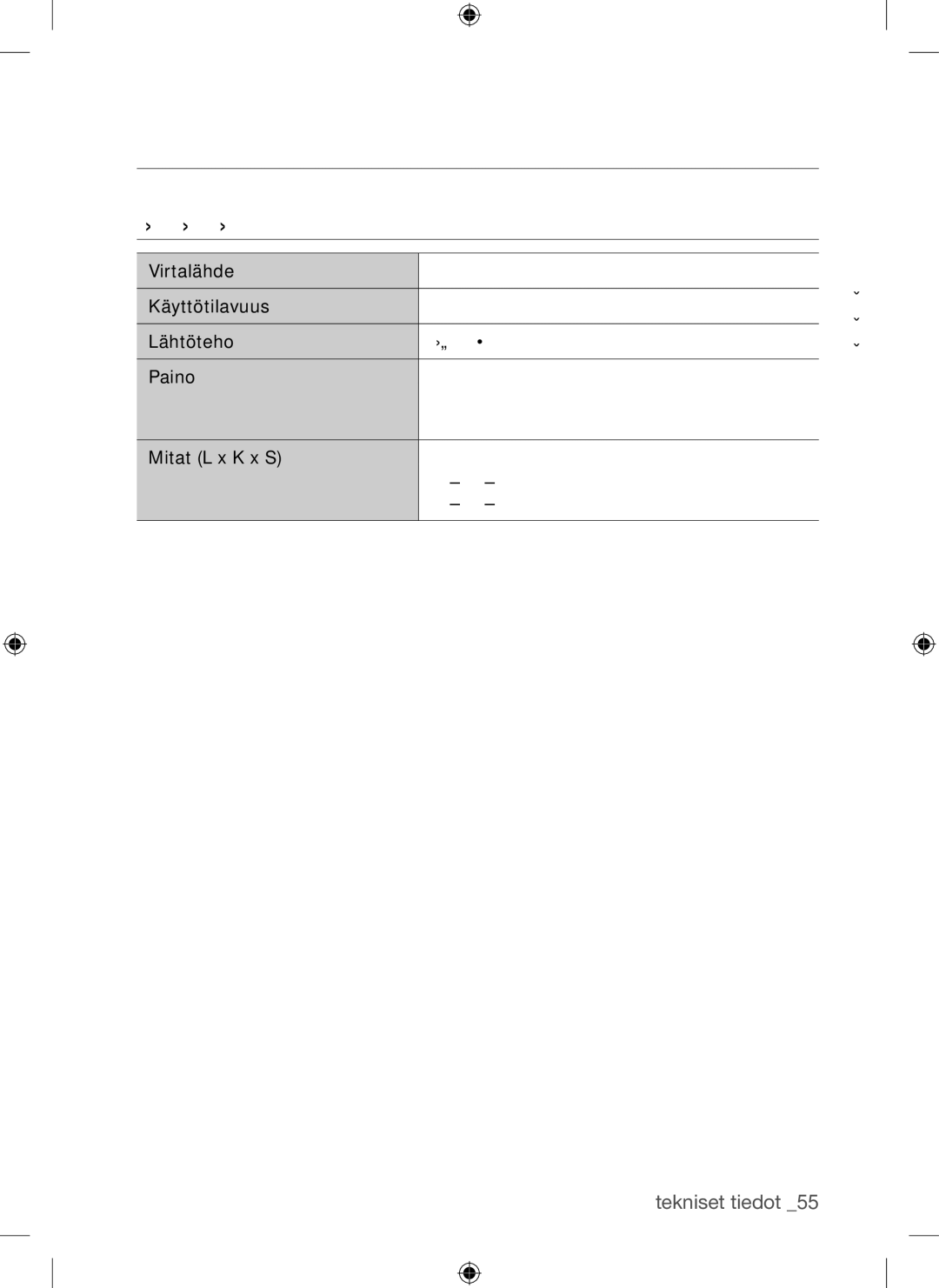 Samsung BQ1Q4T149/XEE manual Tekniset tiedot, Tekniset Tiedot 