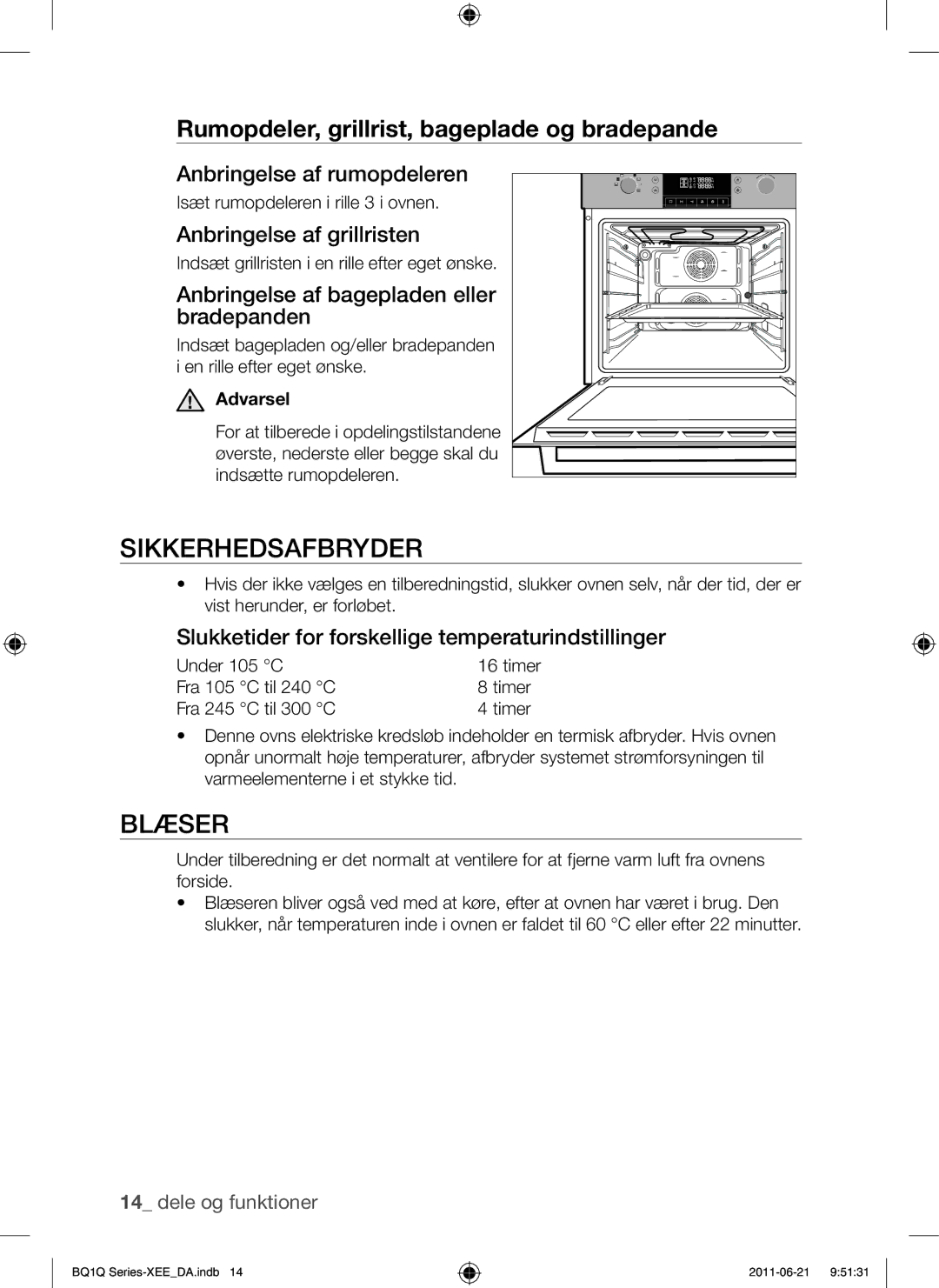 Samsung BQ1Q4T149/XEE manual Sikkerhedsafbryder, Blæser 