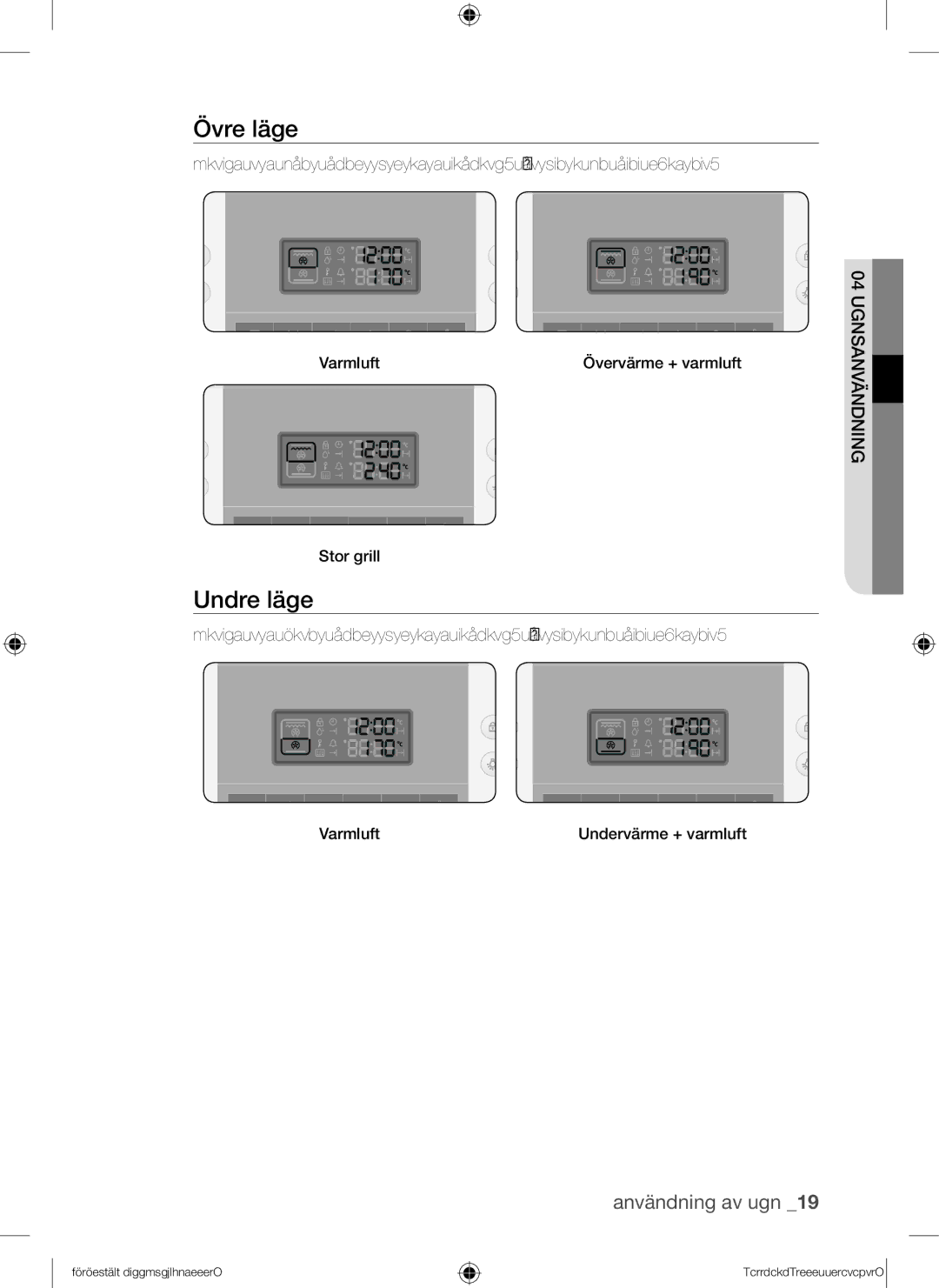 Samsung BQ1Q4T149/XEE manual Övre läge, Undre läge 