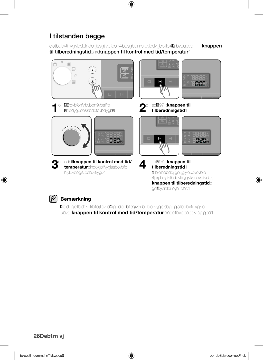 Samsung BQ1Q4T149/XEE manual Knappen til tilberedningstid 