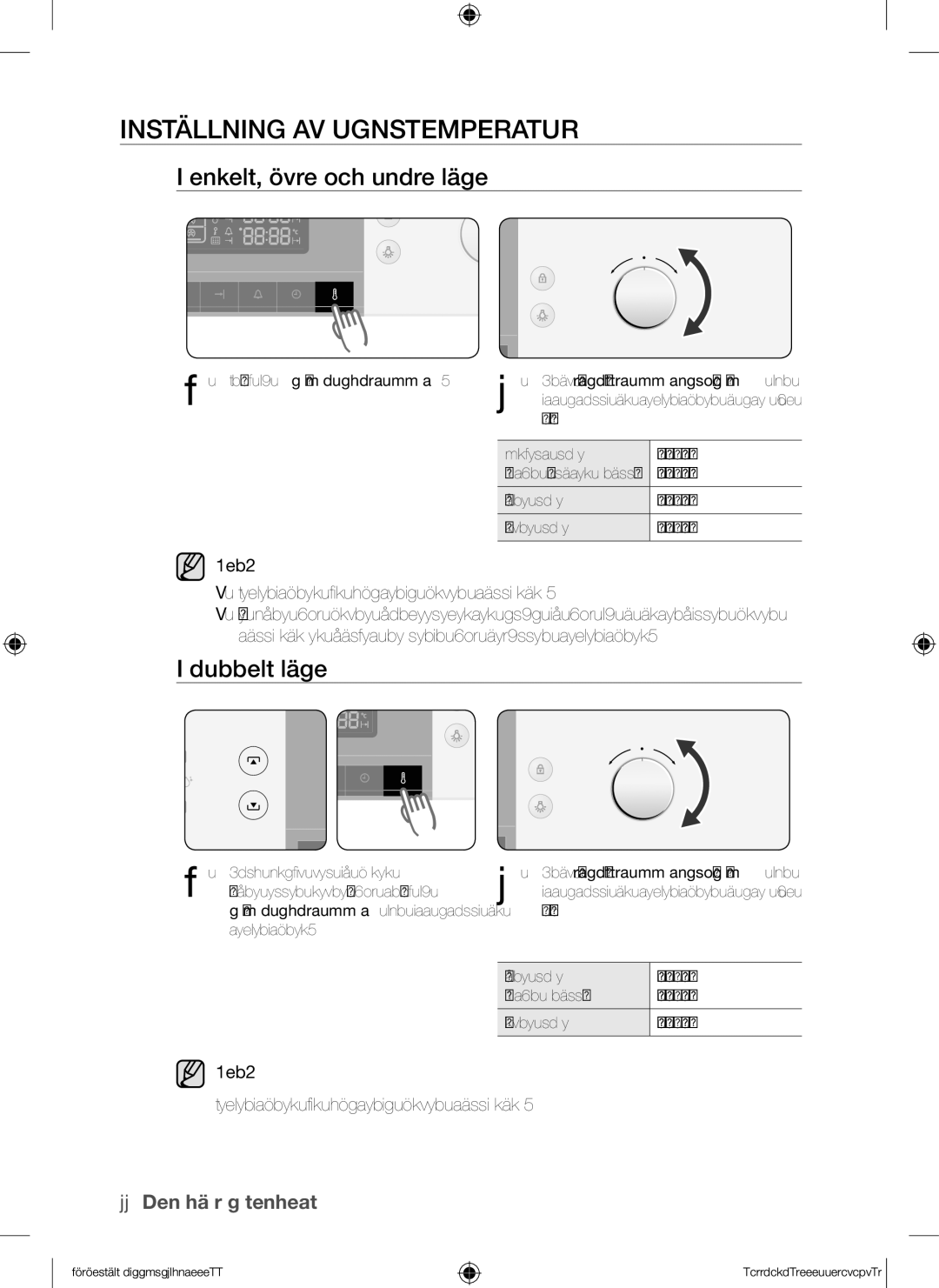 Samsung BQ1Q4T149/XEE manual Inställning AV Ugnstemperatur, Enkelt, övre och undre läge, 22 användning av ugn 