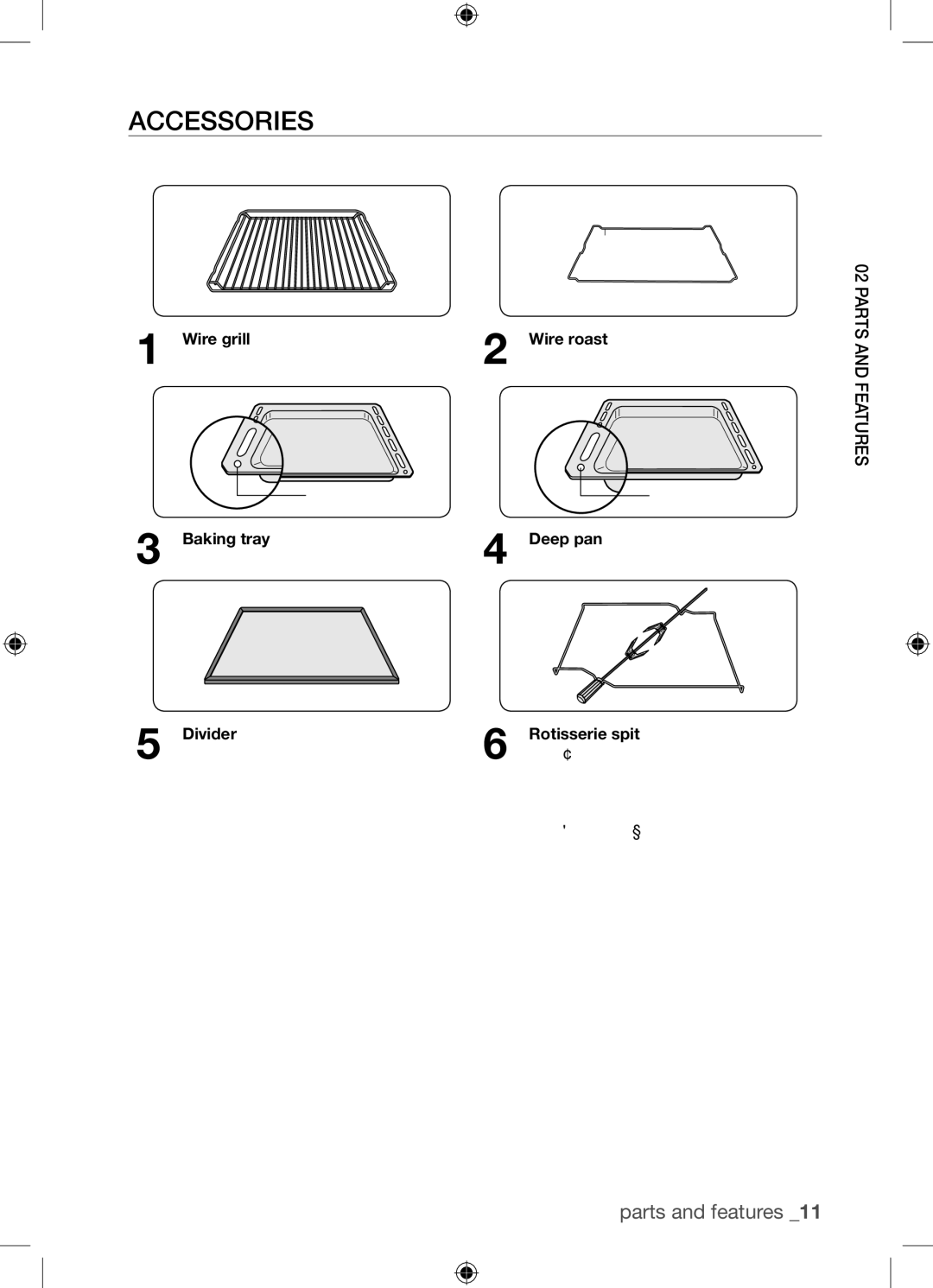 Samsung BQ1Q4T149/XEE manual Accessories, Following accessories are provided with your oven, Grilling trays 