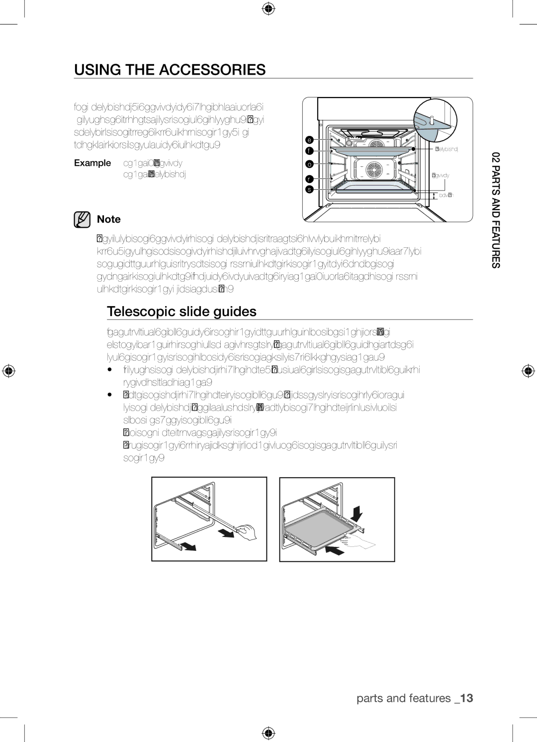 Samsung BQ1Q4T149/XEE manual Using the accessories, Telescopic slide guides 