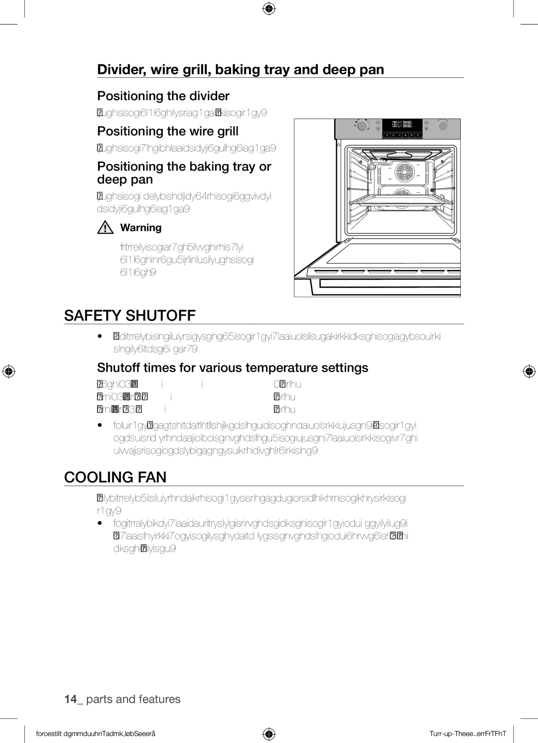 Samsung BQ1Q4T149/XEE manual Safety shutoff, Cooling fan 