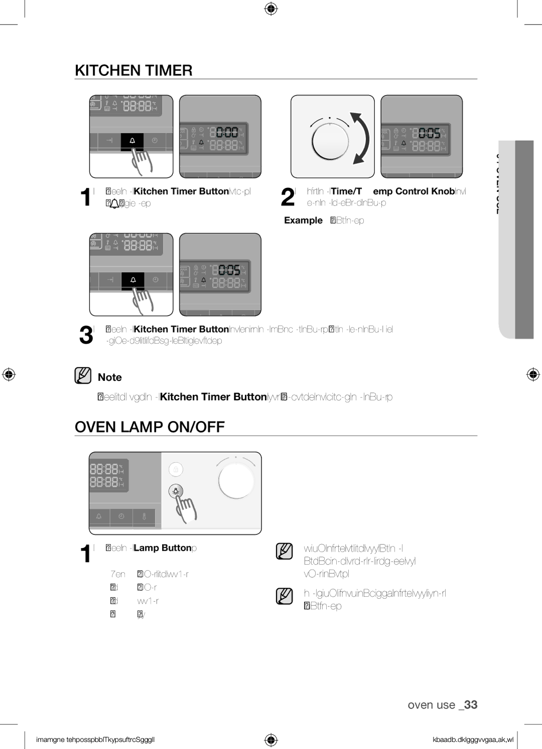 Samsung BQ1Q4T149/XEE manual Kitchen timer, Oven lamp on/off 