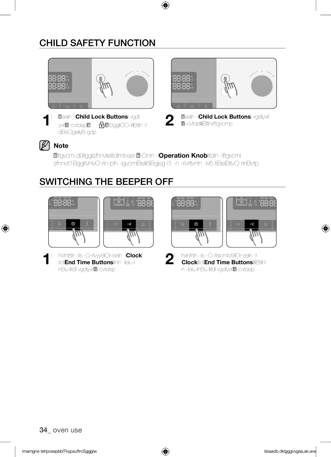 Samsung BQ1Q4T149/XEE manual Child safety function, Switching the beeper off, Press the Child Lock Buttons hold 