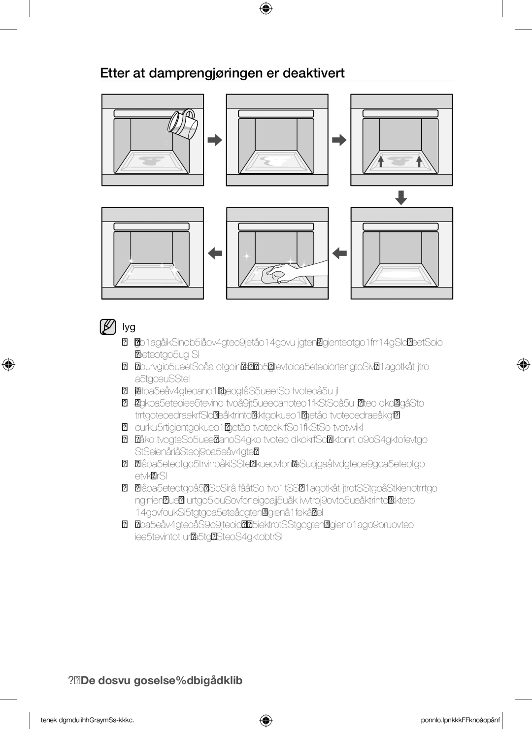 Samsung BQ1Q4T149/XEE manual Etter at damprengjøringen er deaktivert, Tips 