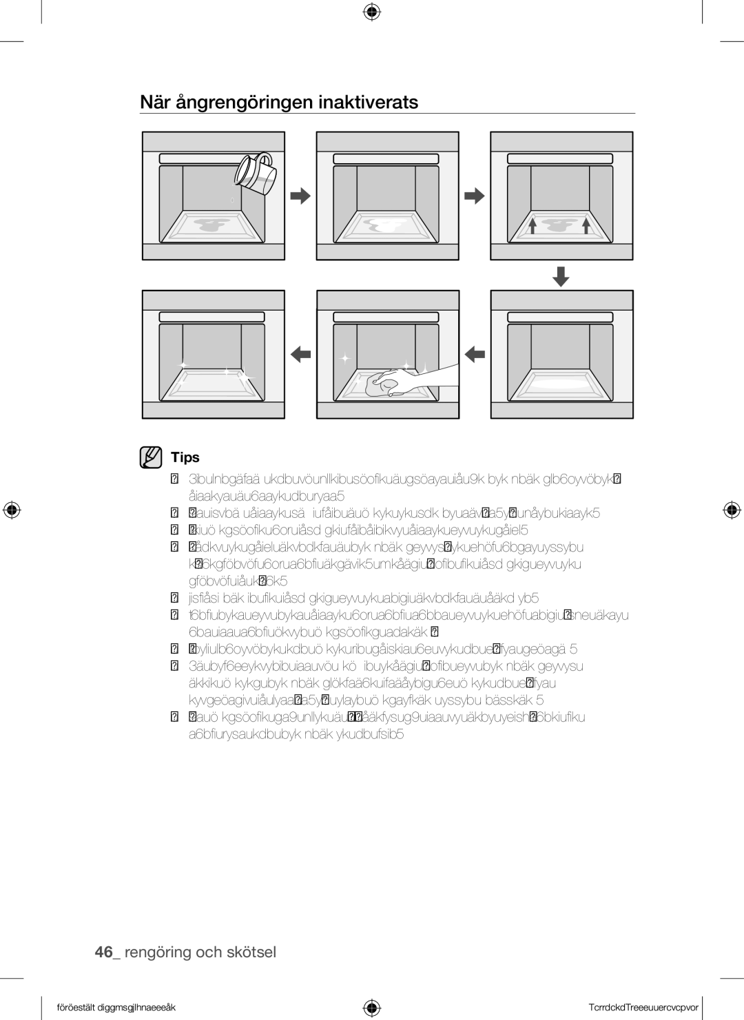 Samsung BQ1Q4T149/XEE manual När ångrengöringen inaktiverats, Tips 