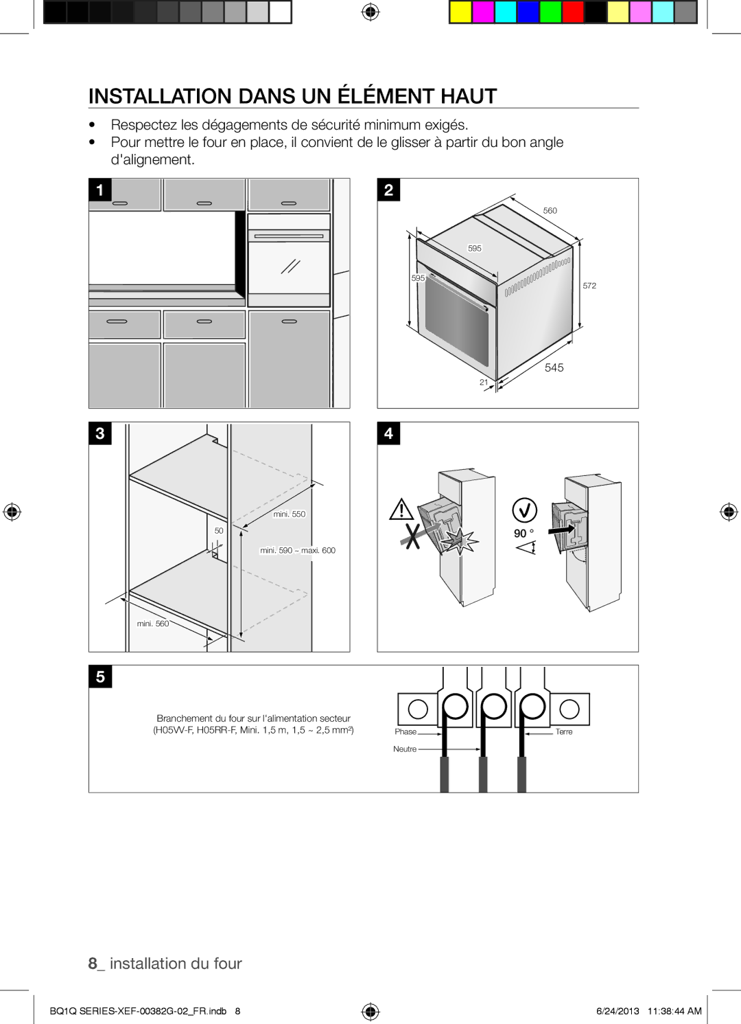 Samsung BQ1Q6G213/XEF, BQ1Q6I213/XEF manual Installation Dans UN Élément Haut, 545 