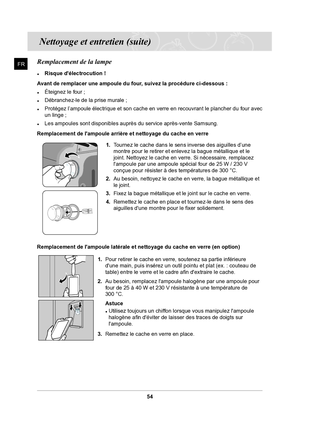 Samsung BQ1Q6T092/XEF manual Risque délectrocution, Astuce 