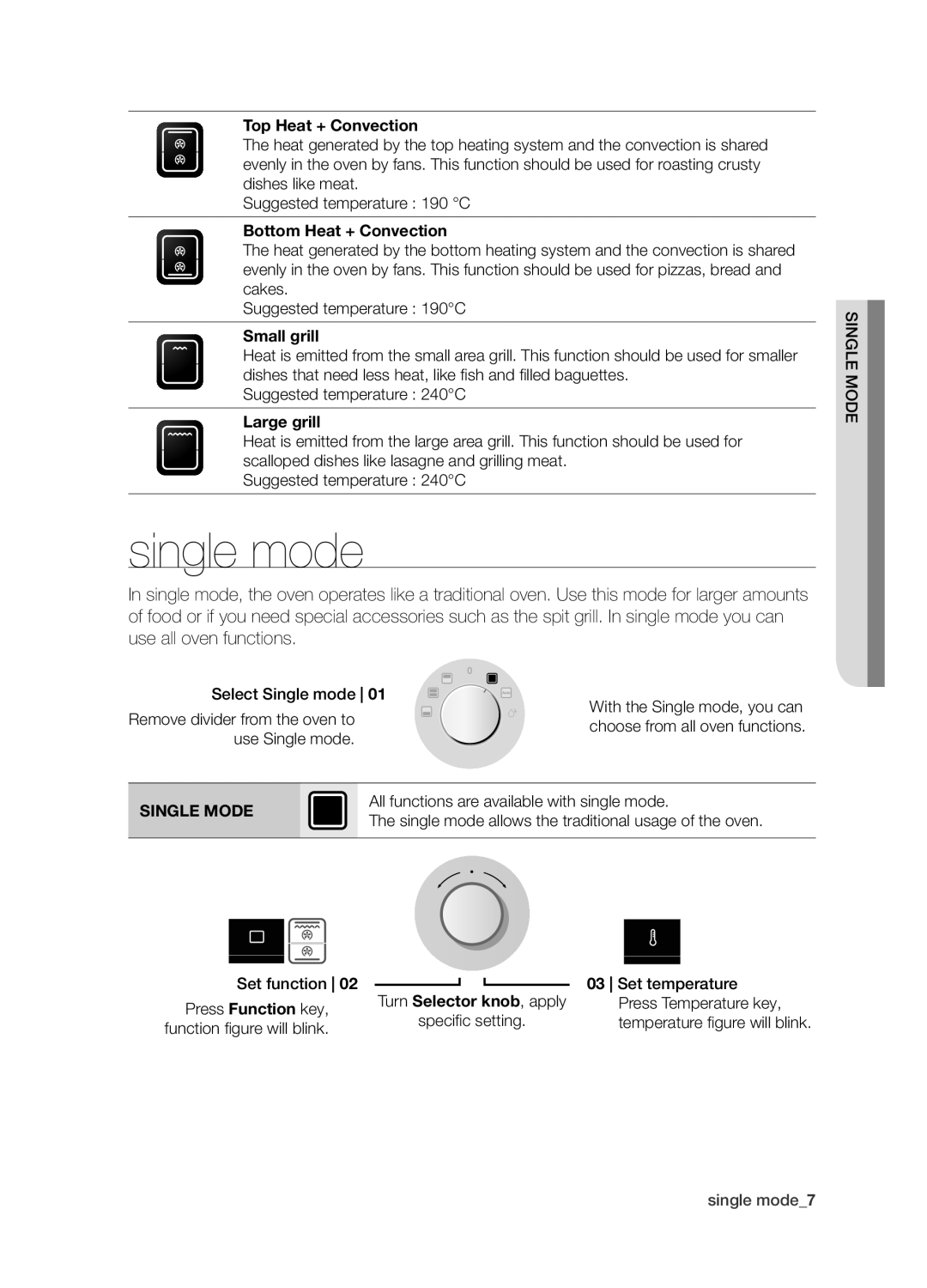 Samsung BQ1S4T003/XEH manual Single mode, Single Mode 